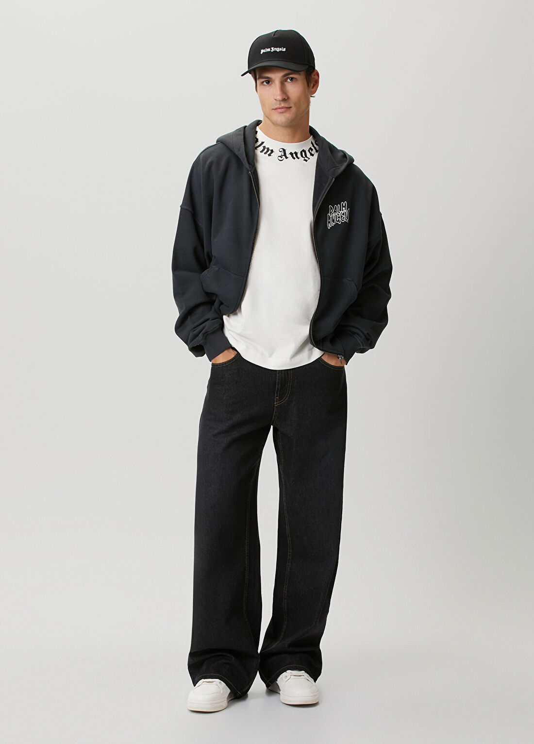 Palm Angels Koyu Gri Kapüşonlu Sweatshirt