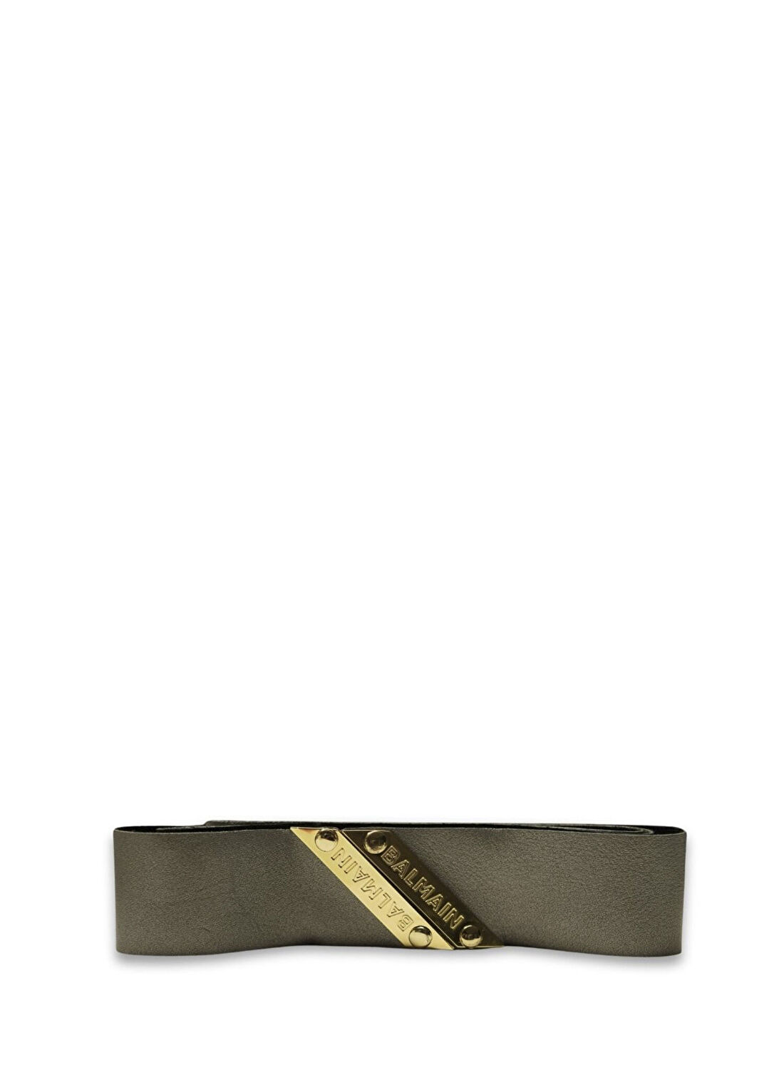 Balmain Genuine Leather Headband Silver Deri Nubuk 18 Ayar Altın Kaplama Kadın Saç Bandı