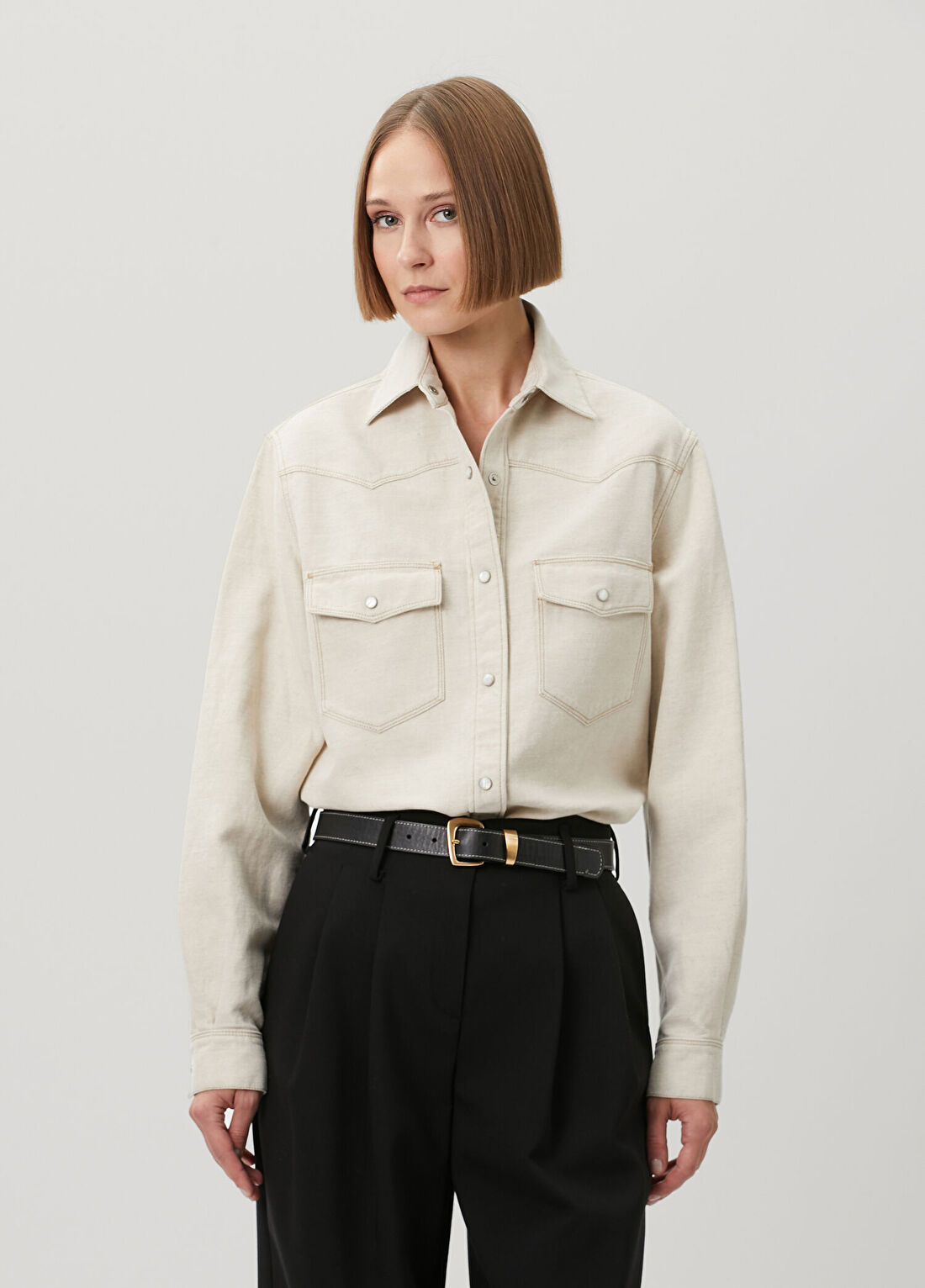 Fendi Krem Denim Gömlek