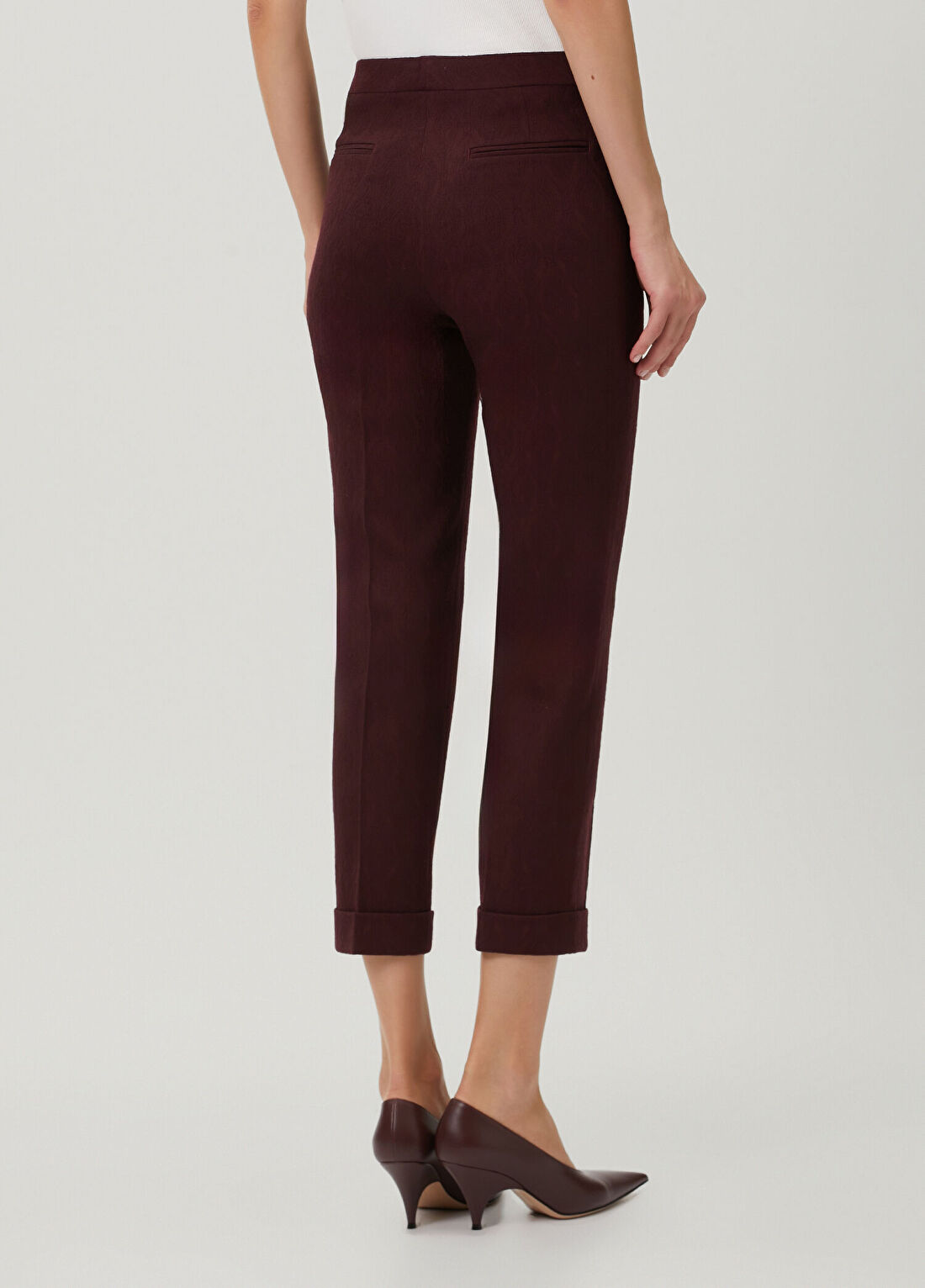 Etro Bordo Jakarlı Yün Pantolon görsel 4