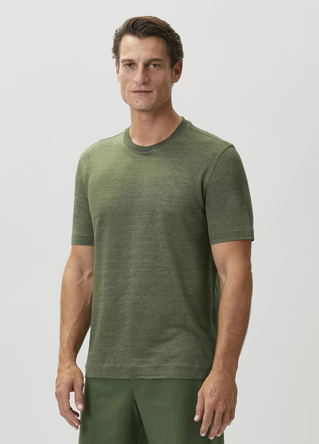 Zegna Yeşil Keten T-shirt