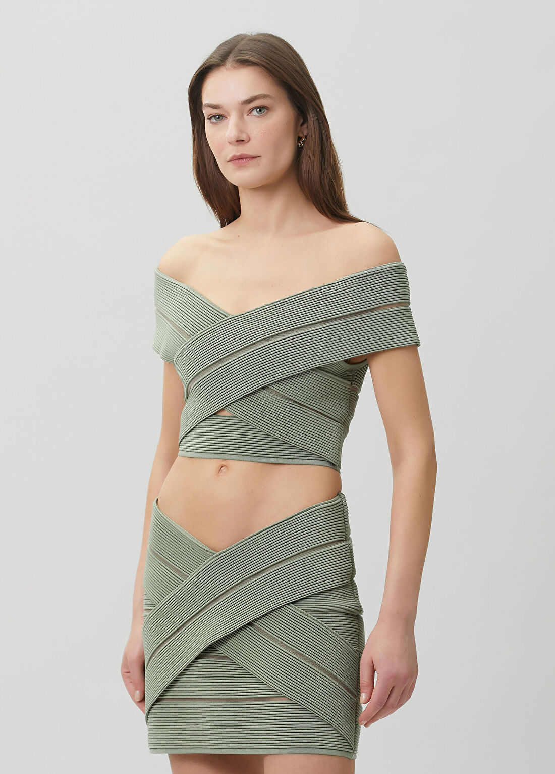 Balmain Yeşil Nervürlü Dokulu Büstiyer