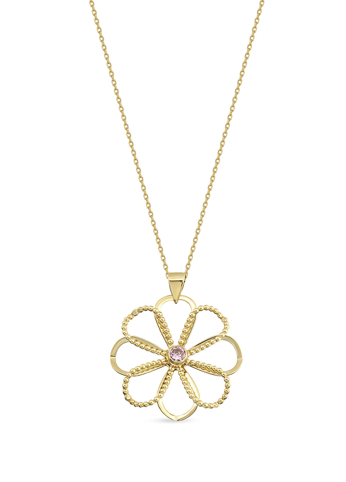 Orena Jewelry Quartz Flower 14 Ayar Altın Kadın Kolye