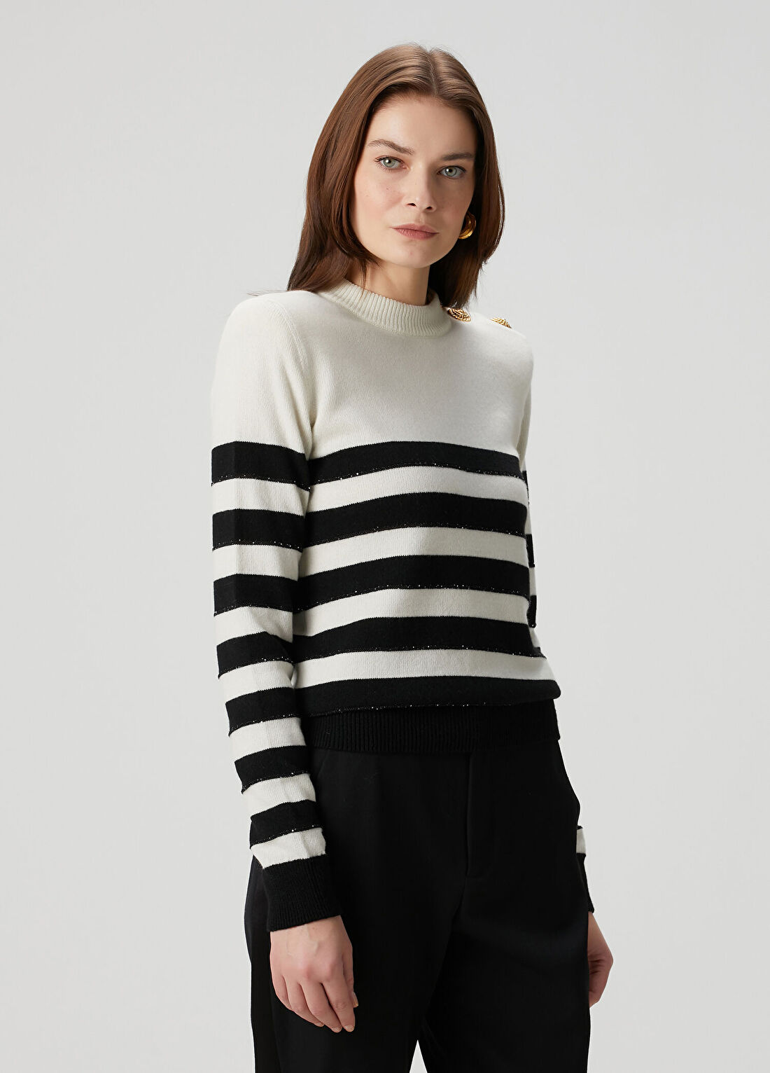 Balmain Siyah Beyaz Çizgili Triko görsel 3