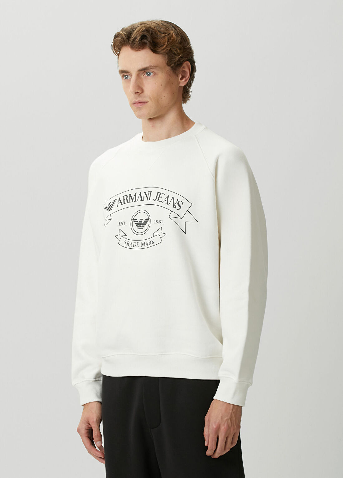 Emporio Armani Beyaz Logo Baskılı Sweatshirt görsel 3