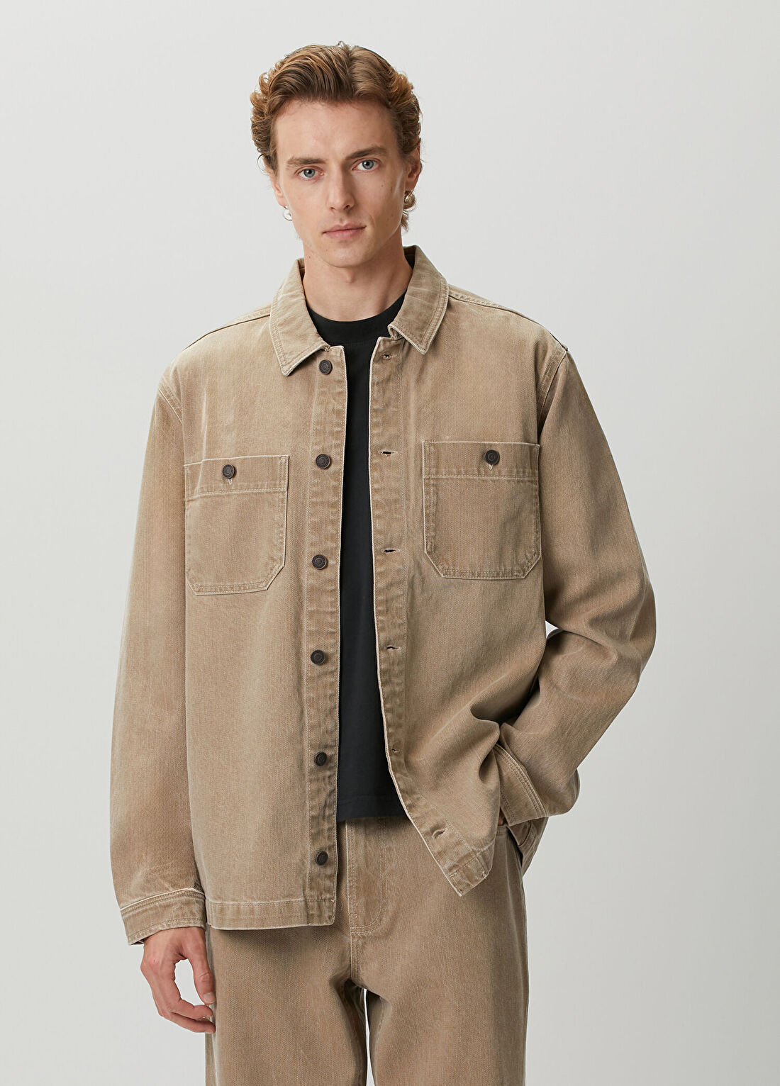 AllSaints Relaxed Fit Drift Bej Denim Ceket