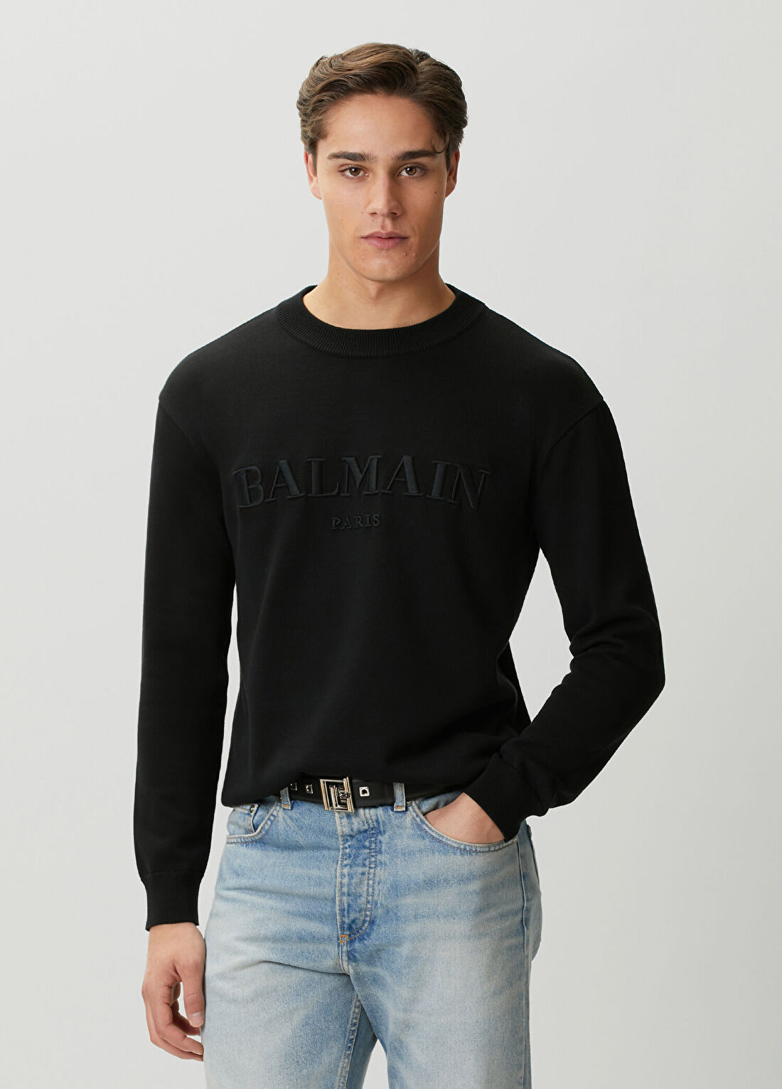 Balmain Siyah Logo Nakışlı Kazak