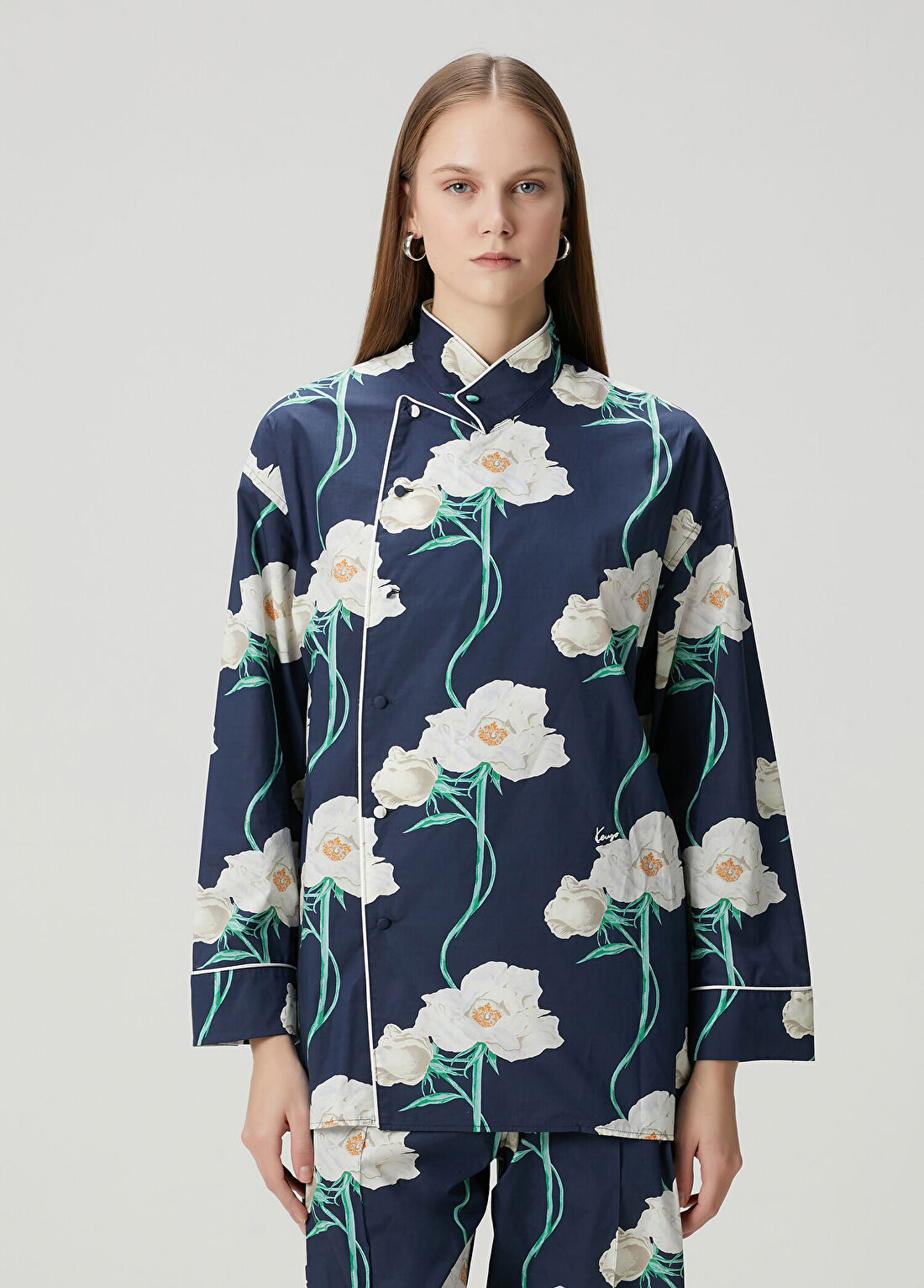 Kenzo Archive Lacivert Çiçekli Gömlek