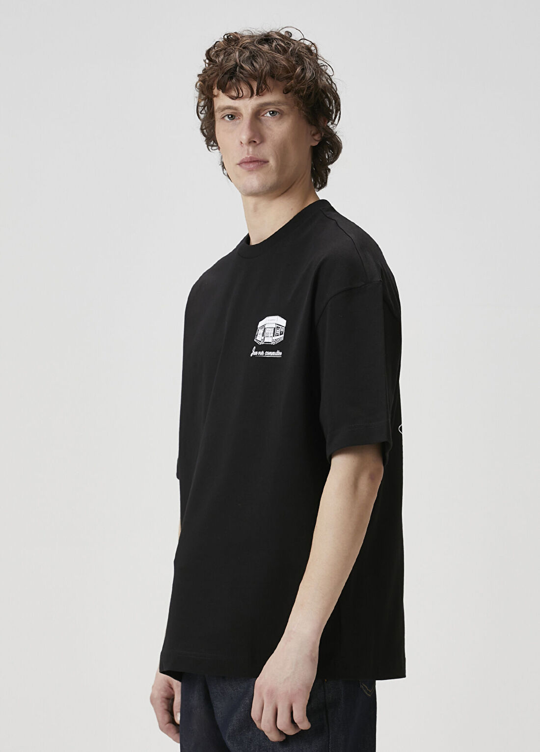 Academia Siyah Baskılı Oversize T-shirt görsel 4