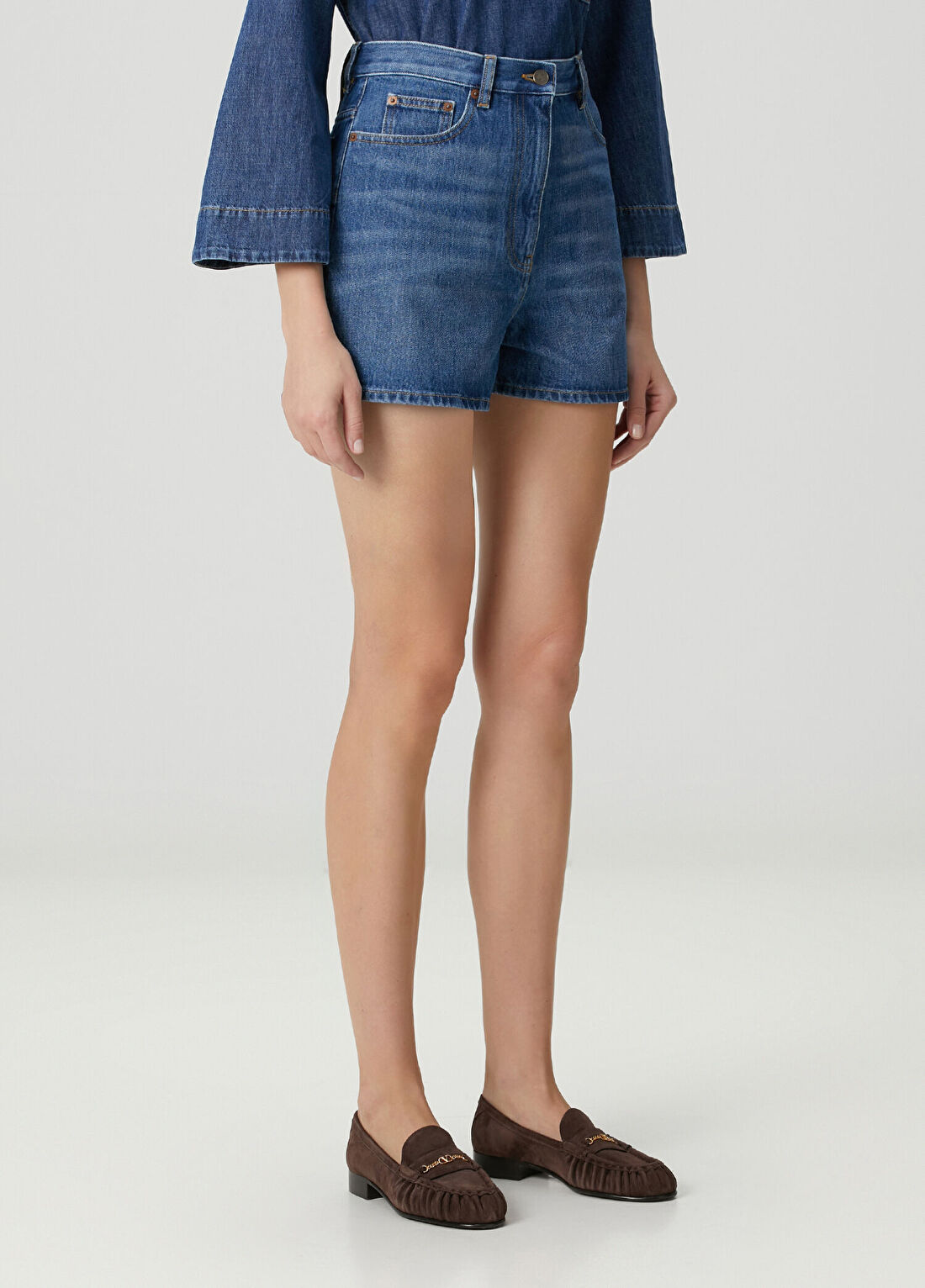 Valentino VGold Mavi Denim Şort görsel 3