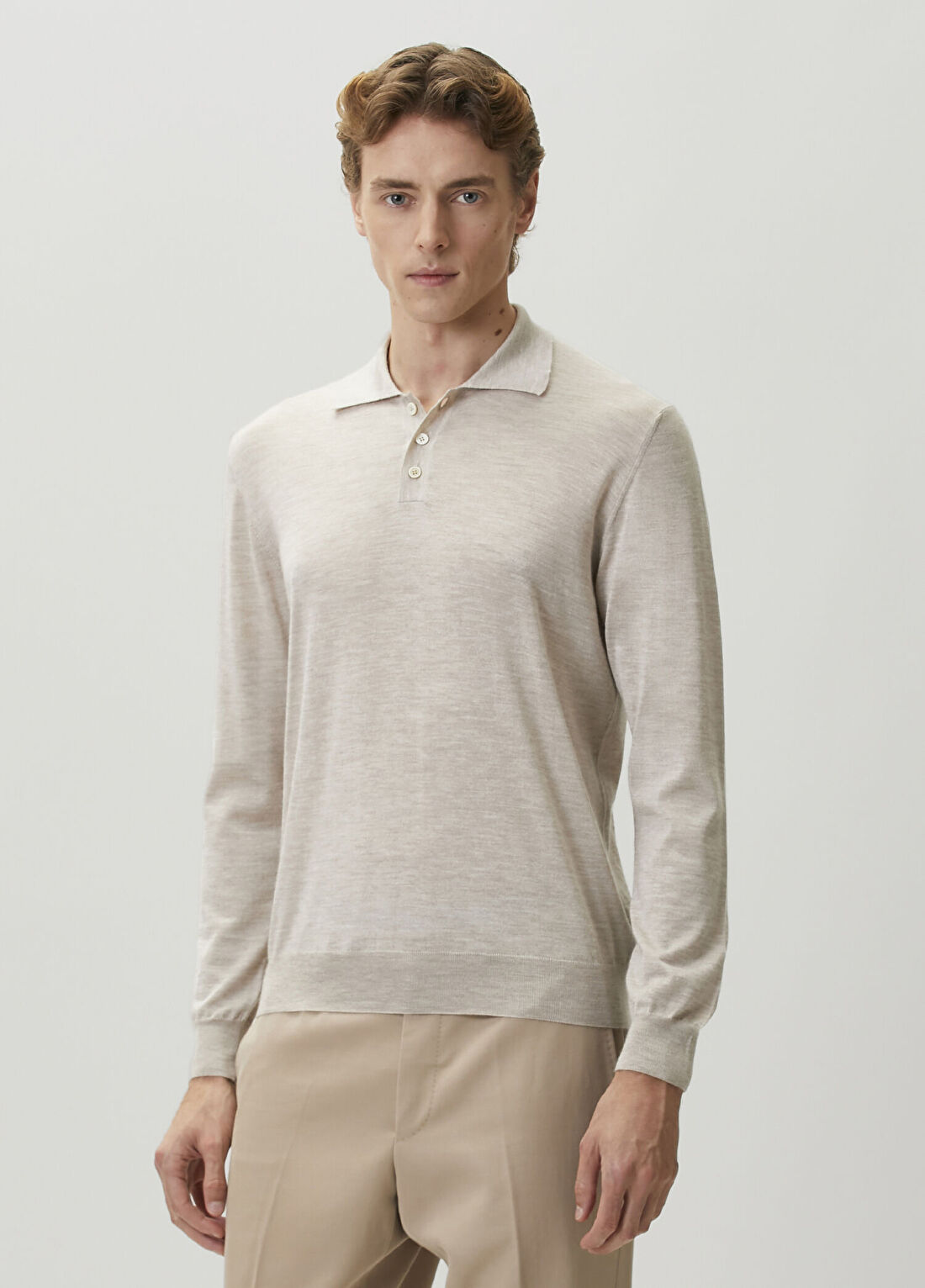 Slowear Bej Polo Kaşmir Triko görsel 3