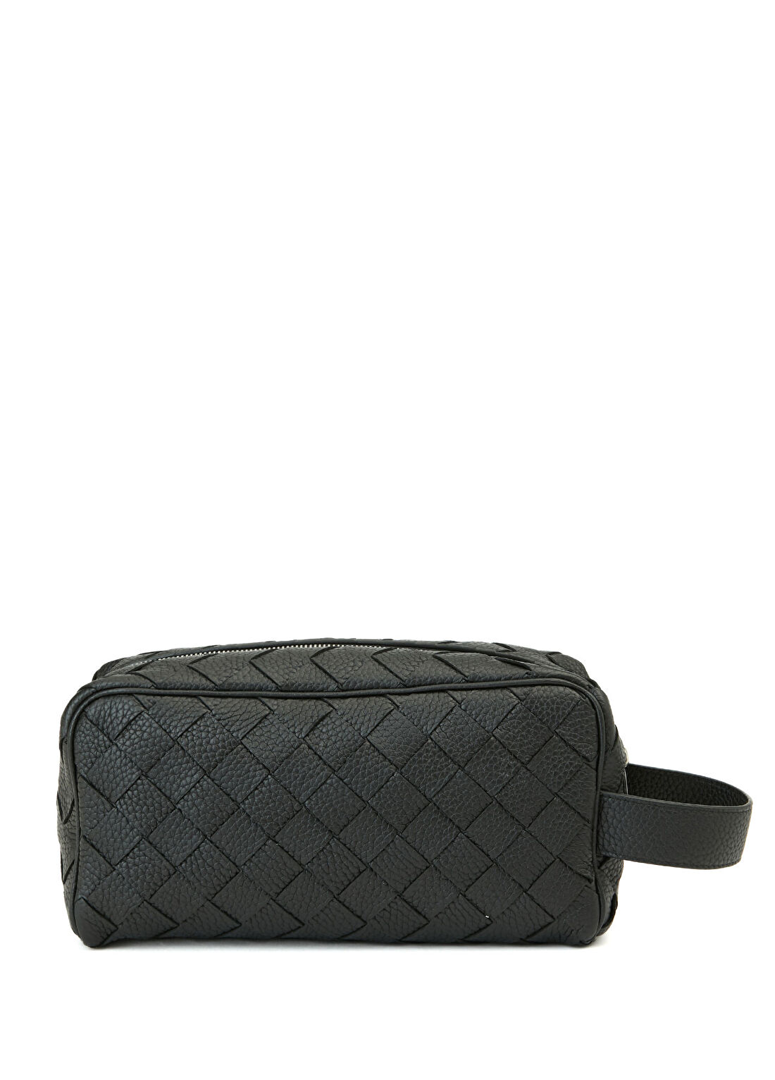 Bottega Veneta Siyah Örgü Dokulu Deri Tıraş Çantası görsel 3