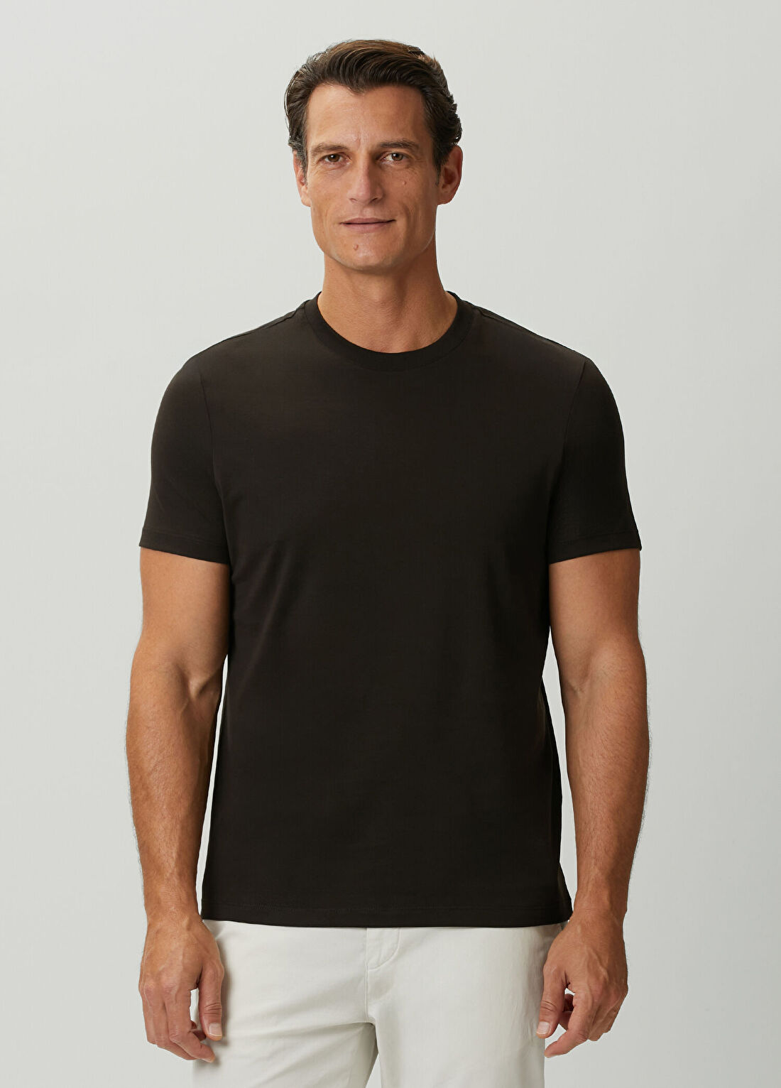 Beymen Collection Kahverengi Basic T-shirt görsel 4