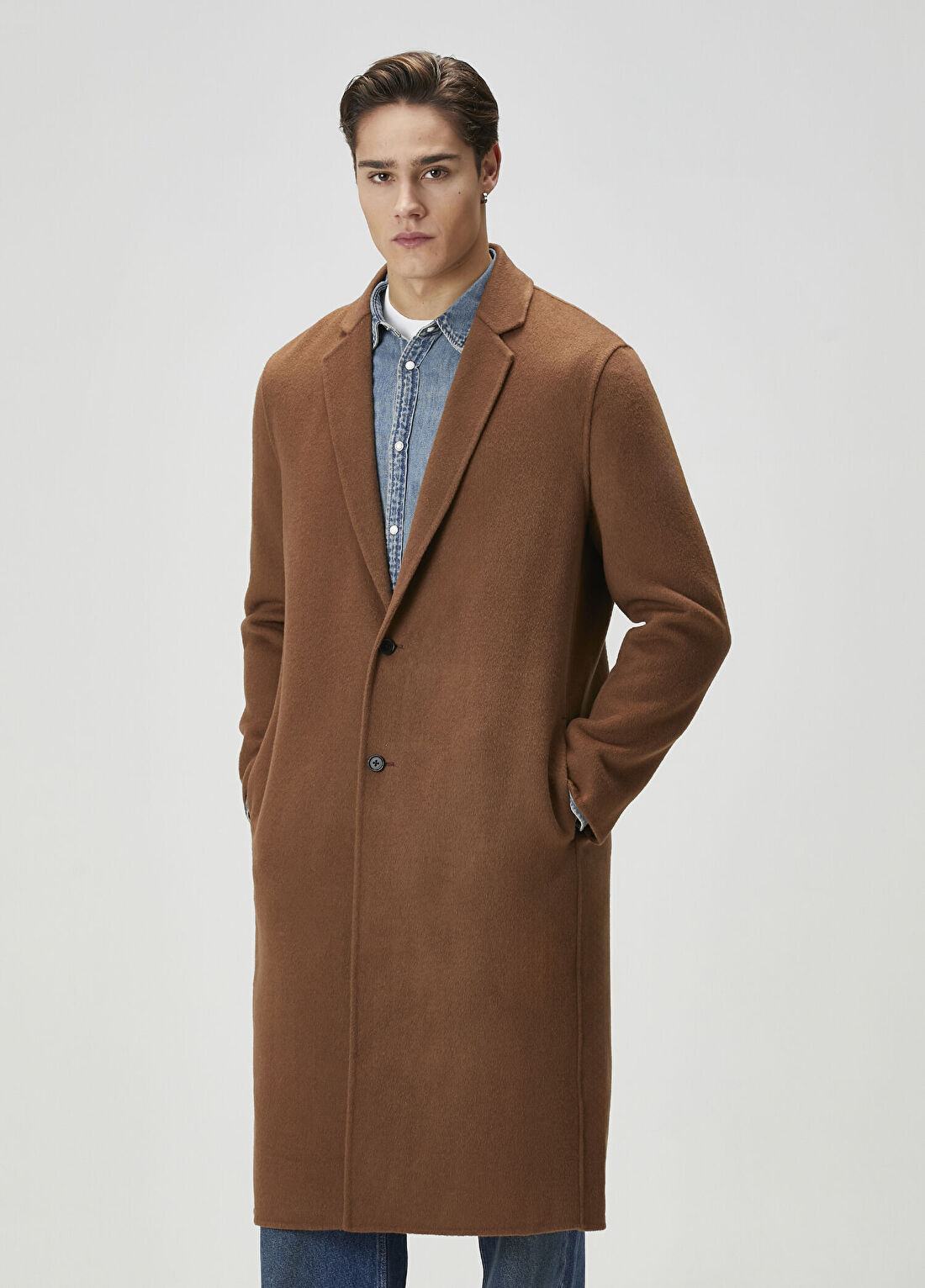 AllSaints Brax Kahverengi Yün Palto görsel 2