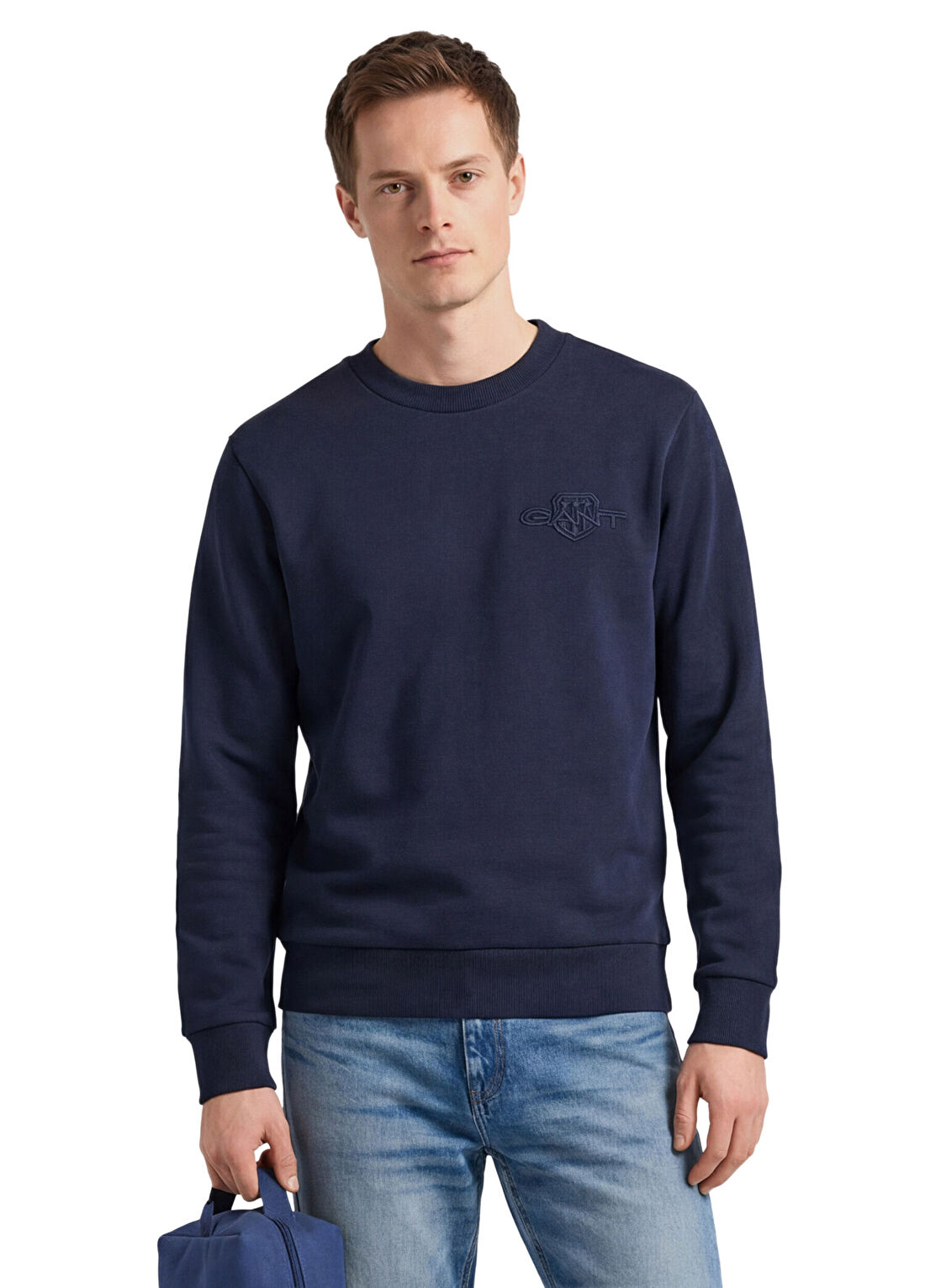 Gant Lacivert Pamuklu Regular Fit Erkek Sweatshirt