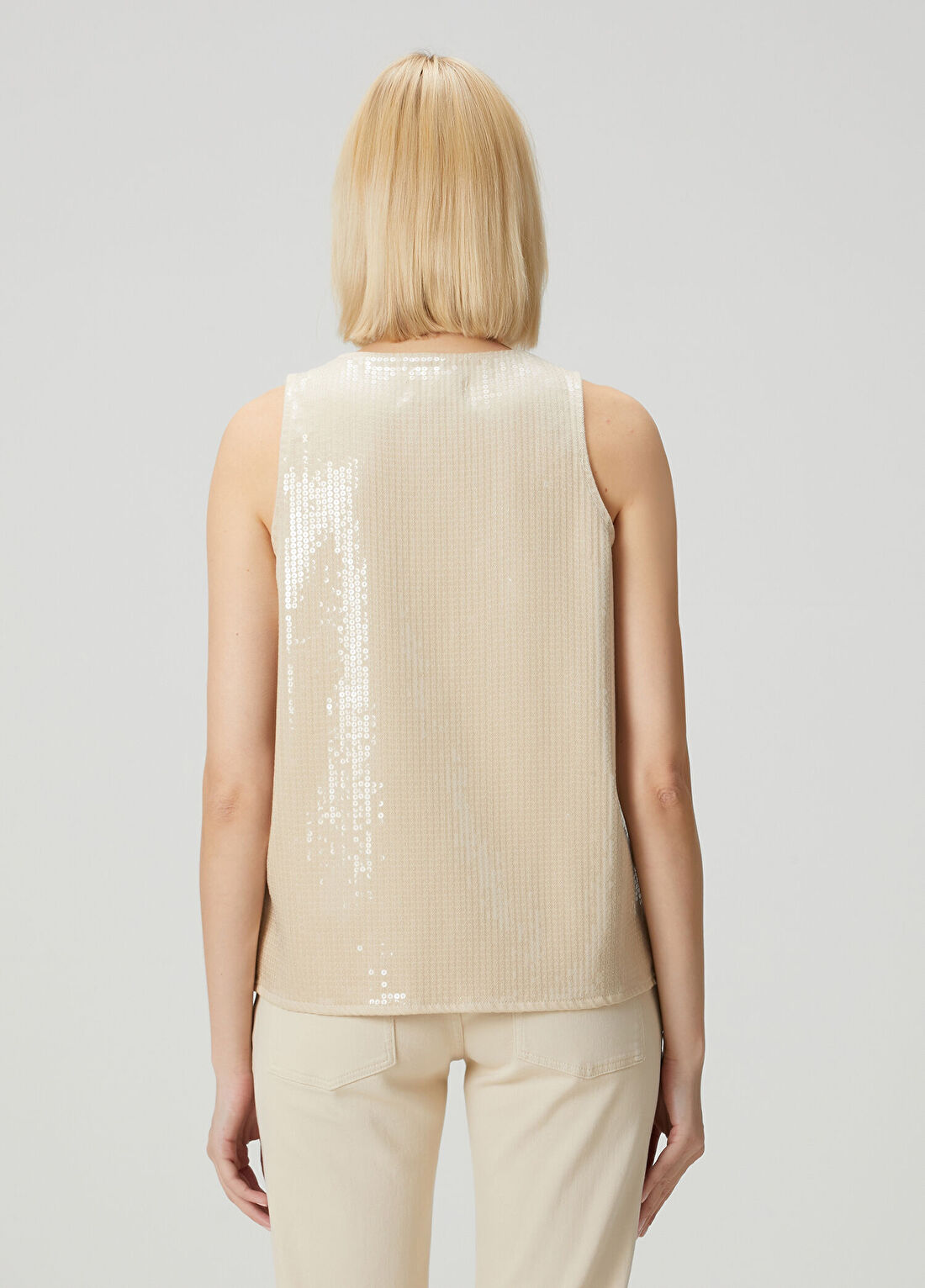 7 For All Mankind Krem Payetli Bluz görsel 4