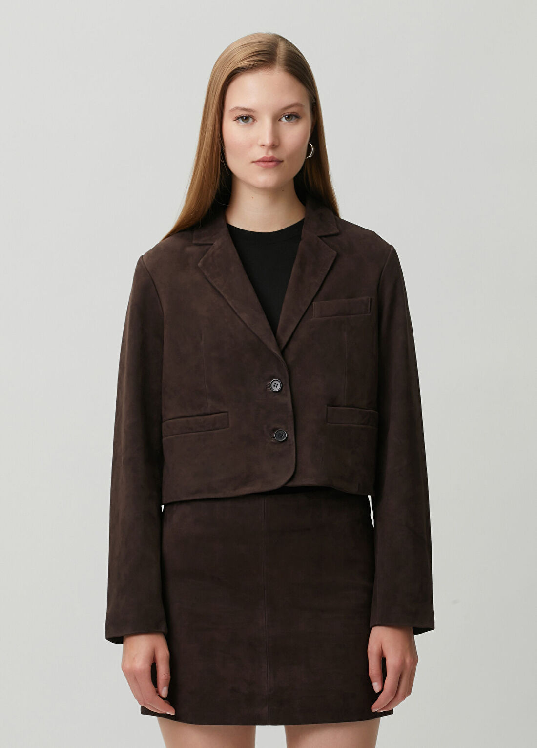 AllSaints Apton Koyu Kahverengi Süet Ceket