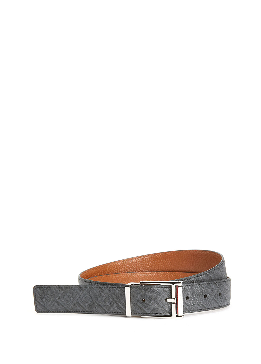 Ferragamo Gri Logo Desenli Erkek Kemer
