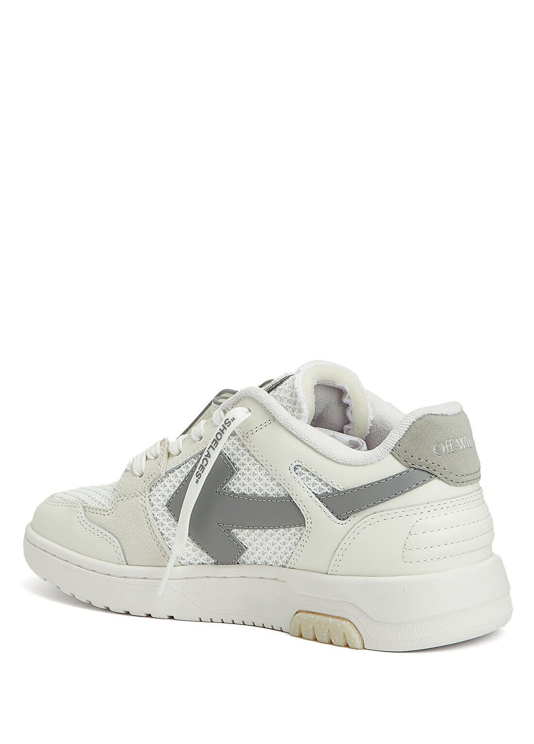 Off-White Out Of Office Beyaz Gri Kadın Deri Sneaker görsel 3