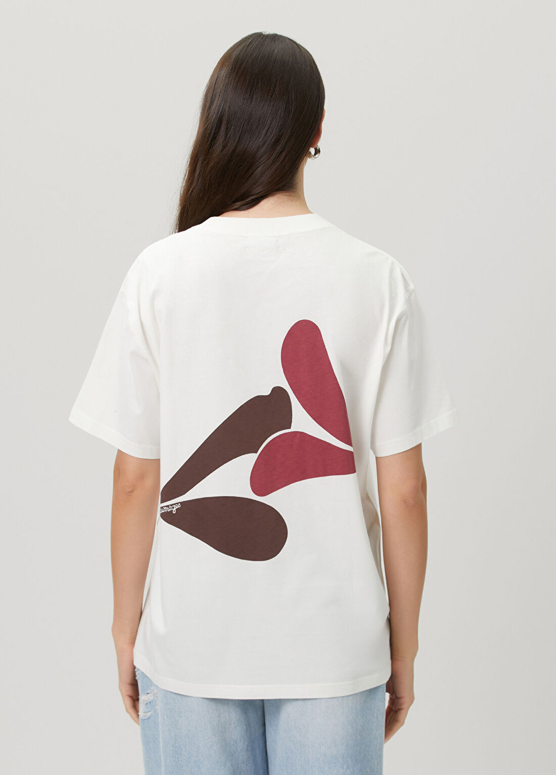 Courreges Oversized Beyaz Baskılı T-shirt görsel 4
