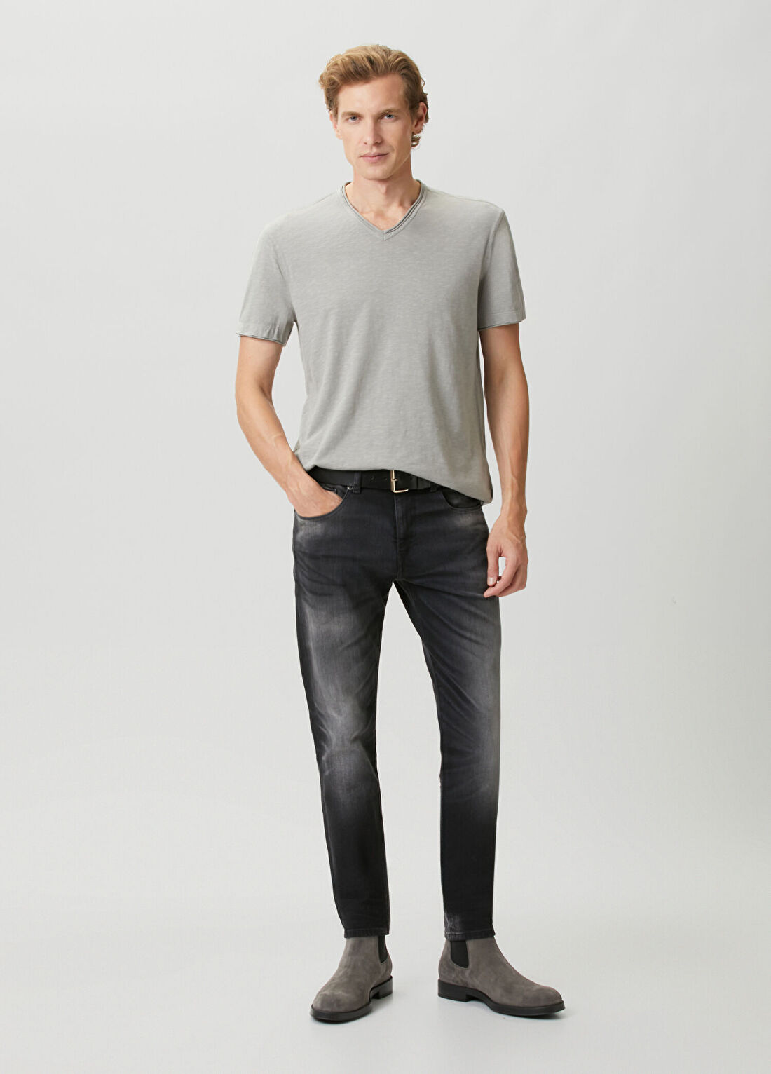 John Varvatos Miles Açık Gri T-shirt görsel 2