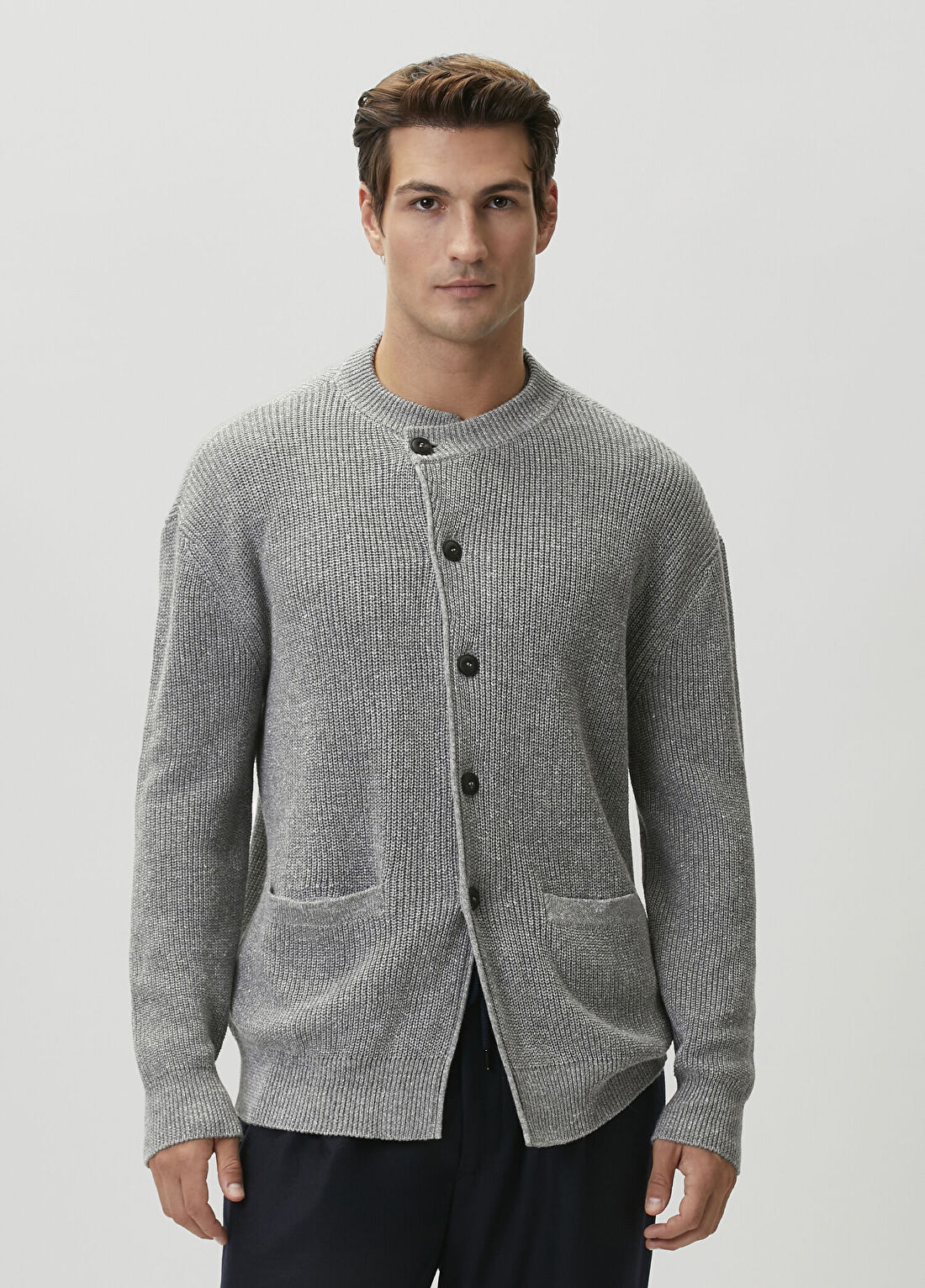 Giorgio Armani Antrasit Keten Triko Ceket