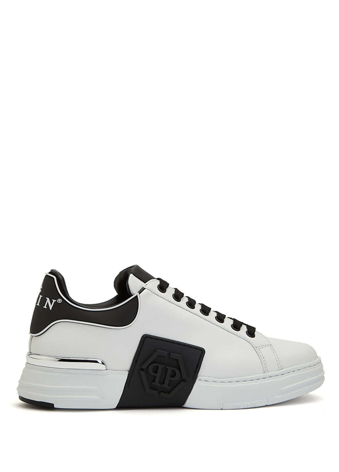 Philipp Plein Siyah Beyaz Erkek Deri Sneaker
