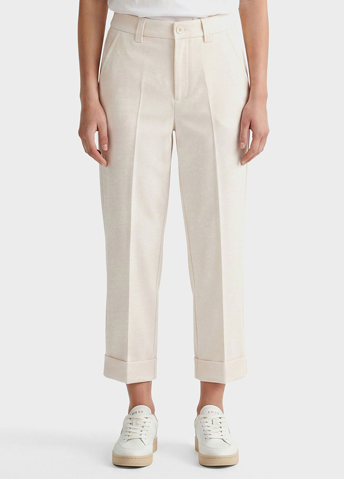 Gant Krem Rengi Düz Paça Regular Fit Kadın Pantolon görsel 3