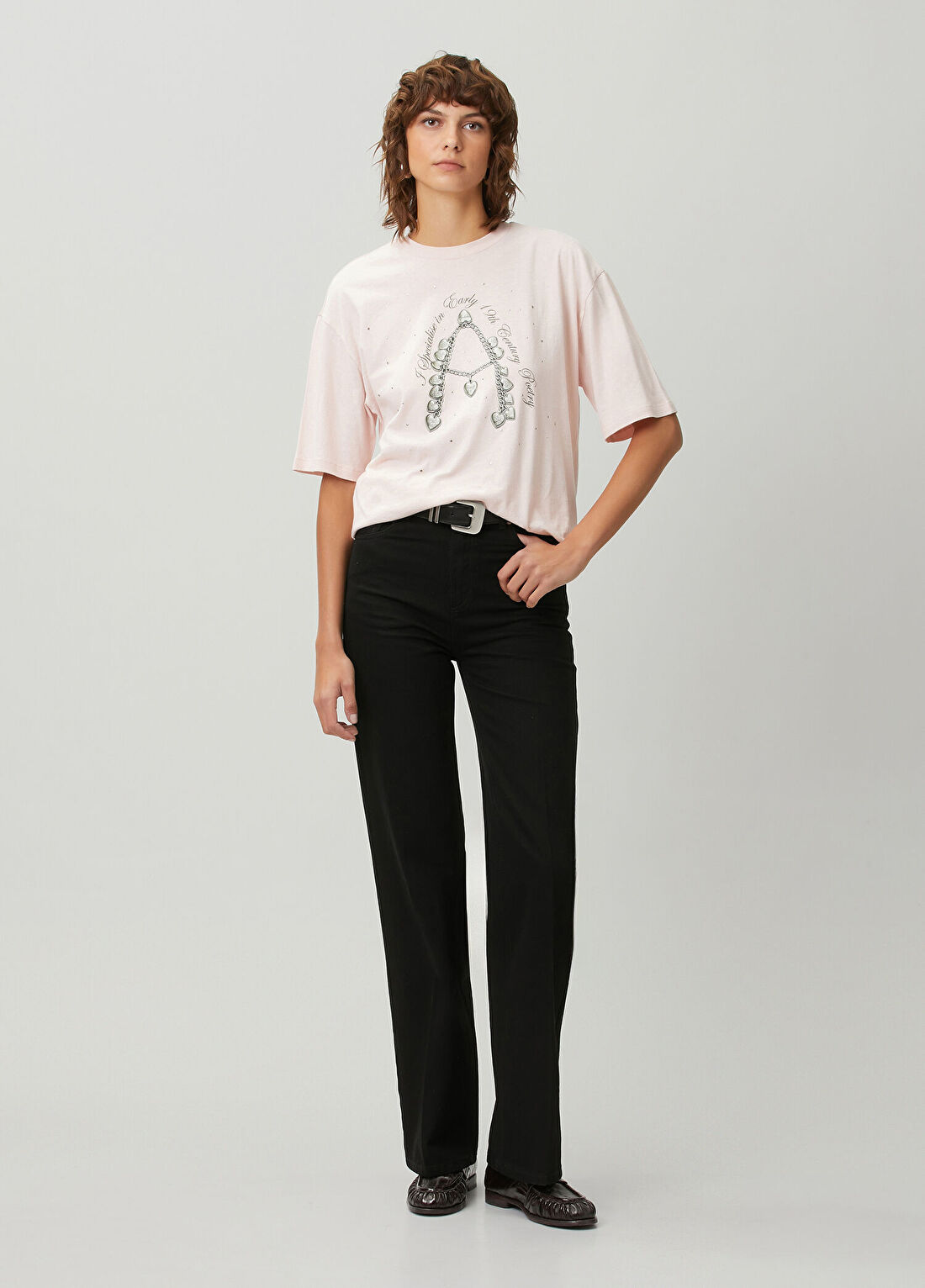 Academia Pembe Baskılı T-shirt görsel 3