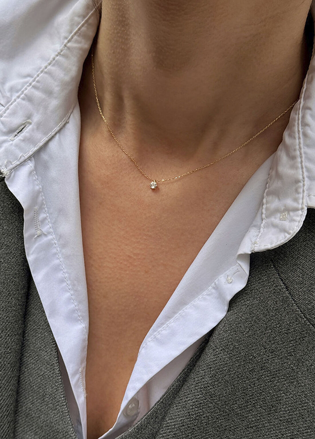 Ginza Design Jewelry Big One Pırlanta Taşlı 14 Ayar Altın Kadın Kolye görsel 2