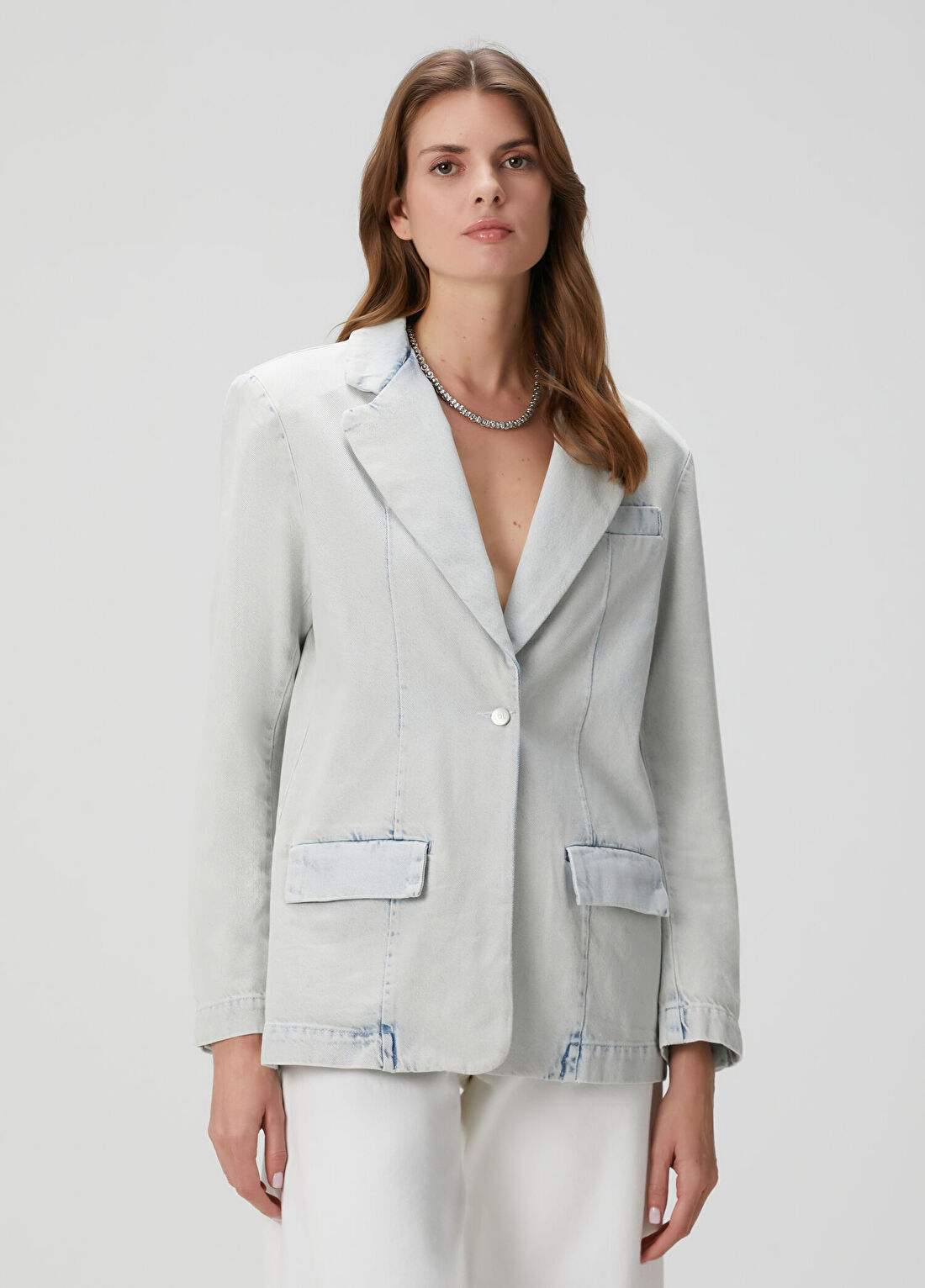 Lol Harper Mavi Denim Blazer görsel 3