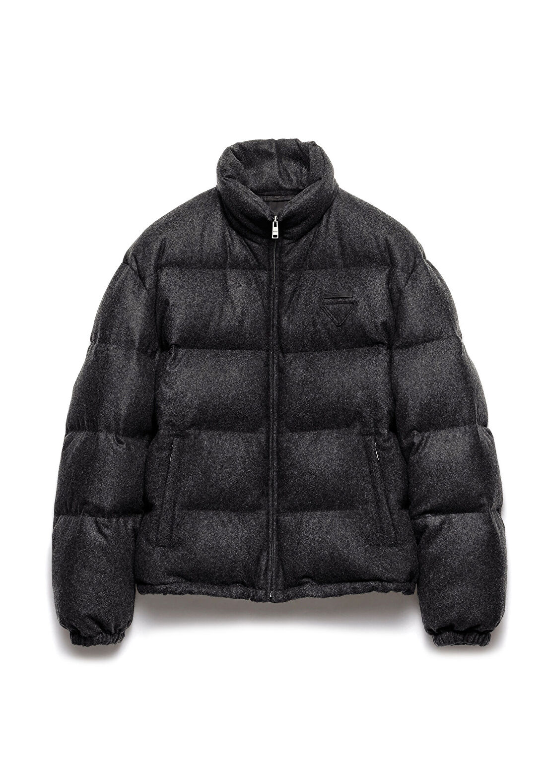 Prada Gri Orta Ağırlıklı Kaşmir Erkek Şişme Mont