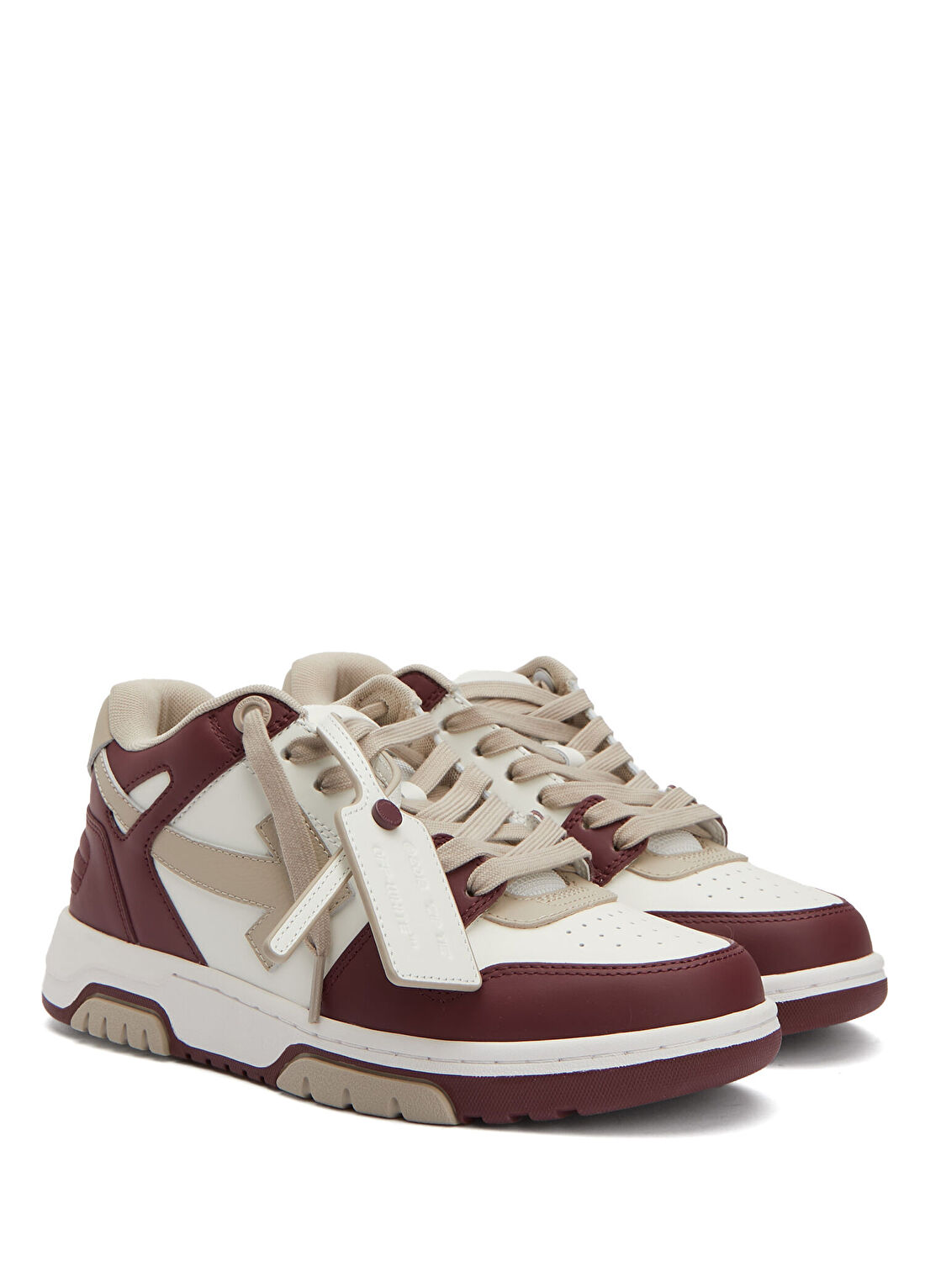 Off-White Out Of Bordo Krem Kadın Deri Sneaker görsel 2