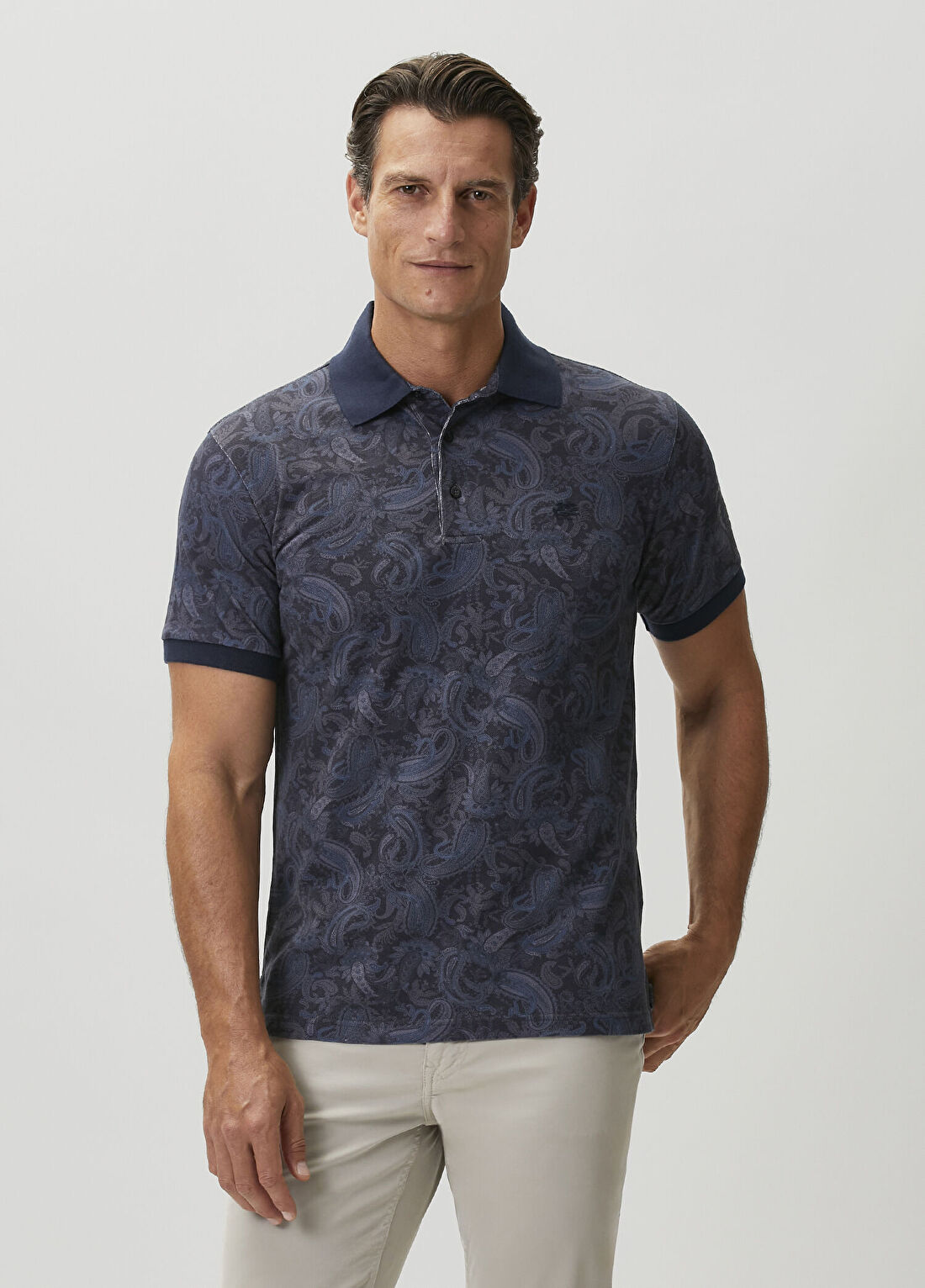 Etro Lacivert Desenli Polo T-shirt