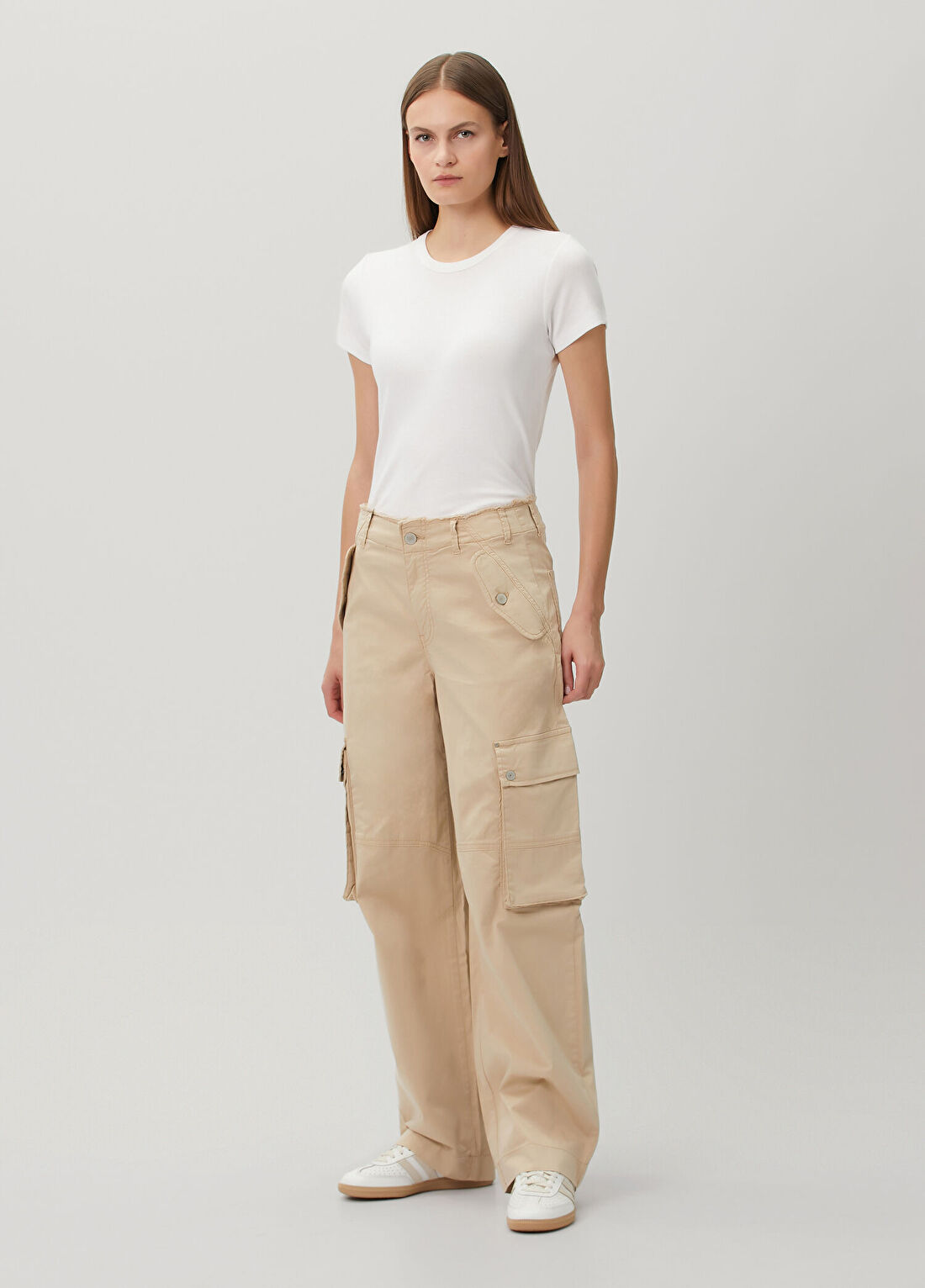 Guess Britney Relaxed Fit Bej Pantolon