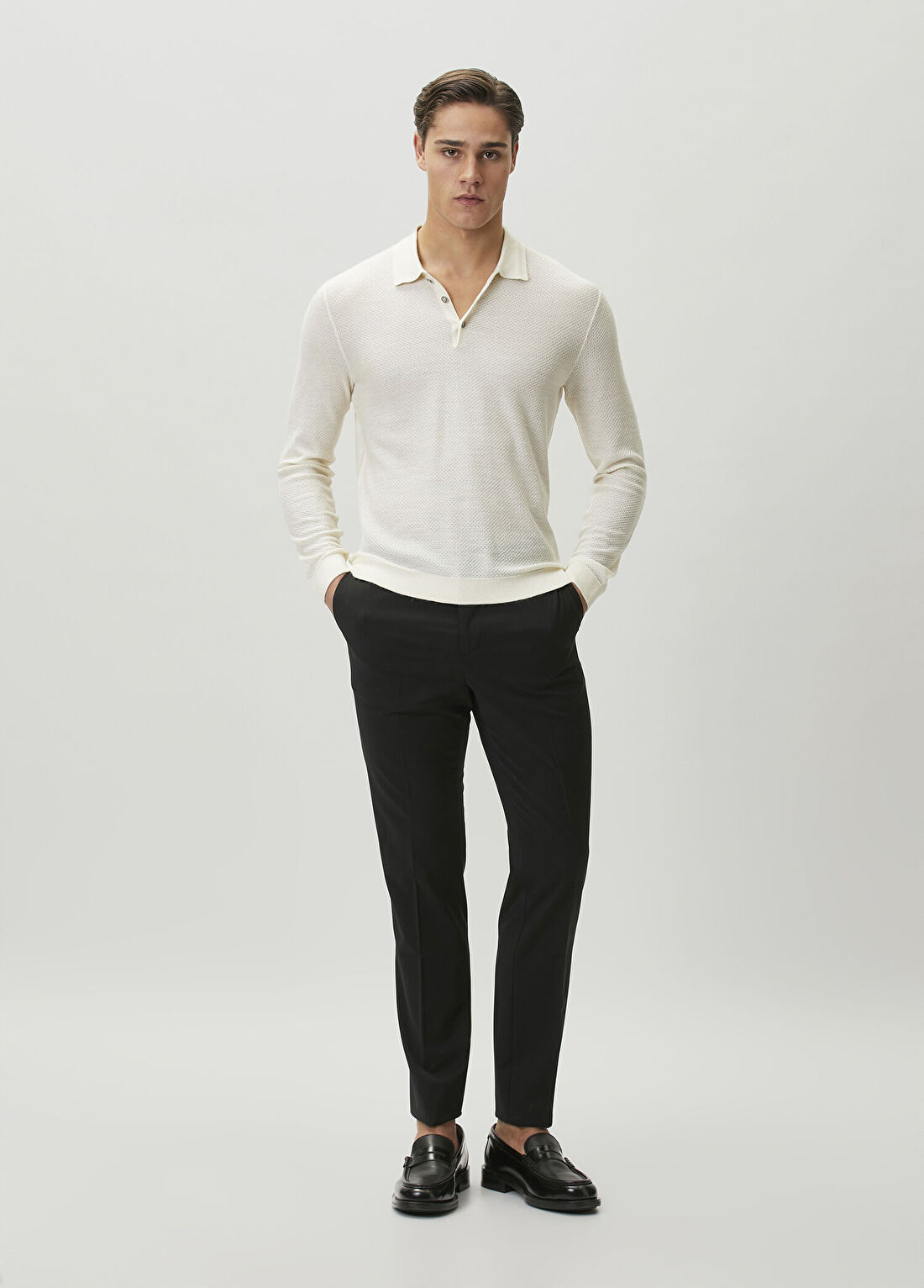 John Varvatos Kırık Beyaz Polo Triko görsel 2