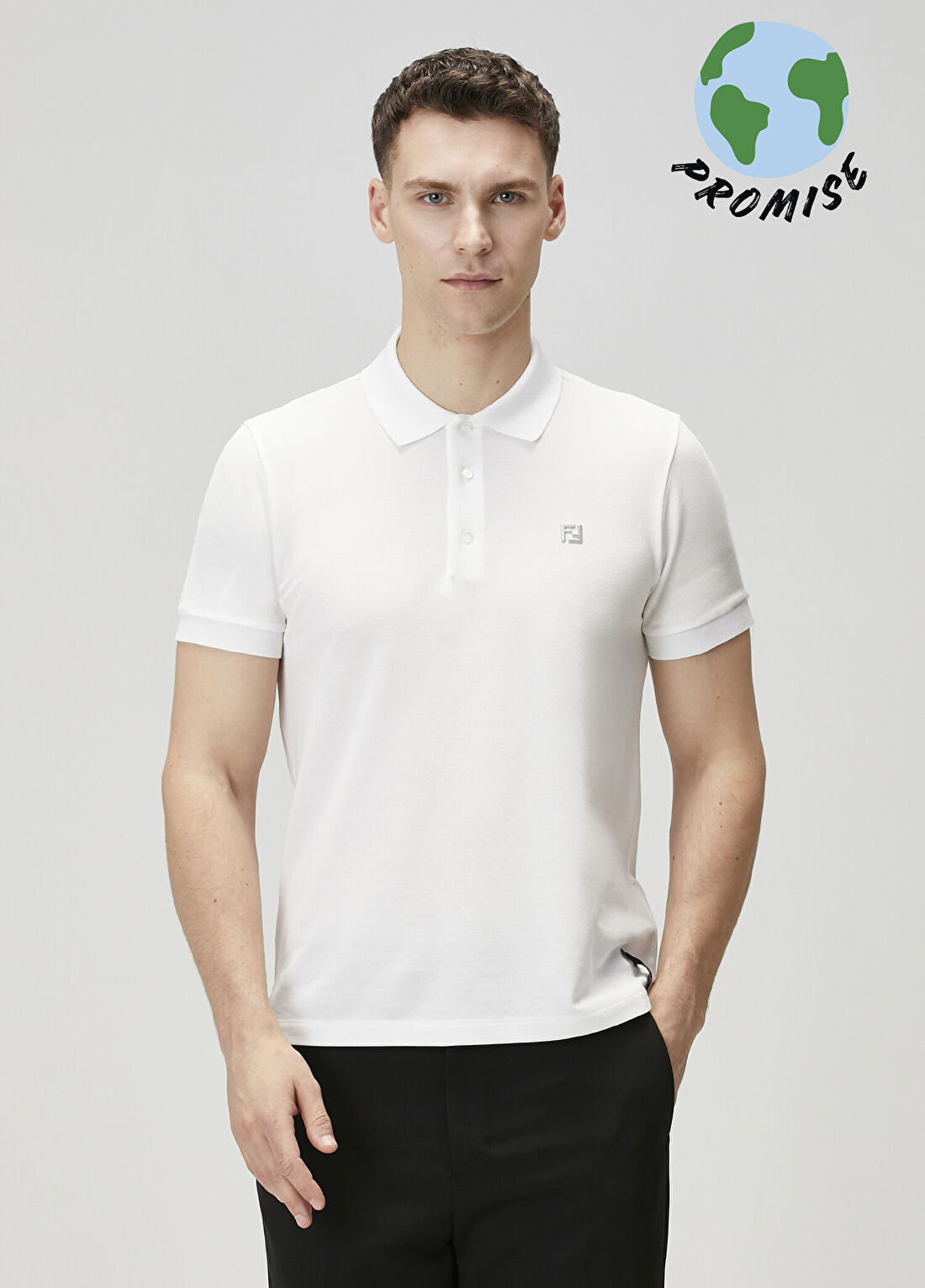 Fendi Beyaz Polo Yaka T-shirt