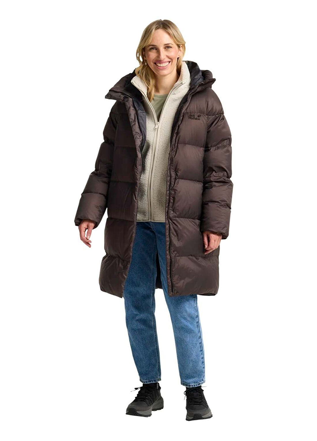 Jack Wolfskin Icy Hill Coat Rds Kahverengi Kapüşonlu Kadın Outdoor Mont görsel 4