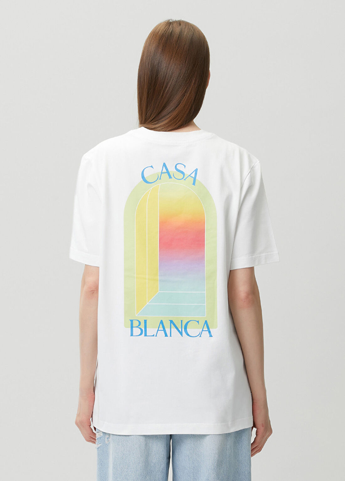 Casablanca Beyaz Logolu T-shirt görsel 4