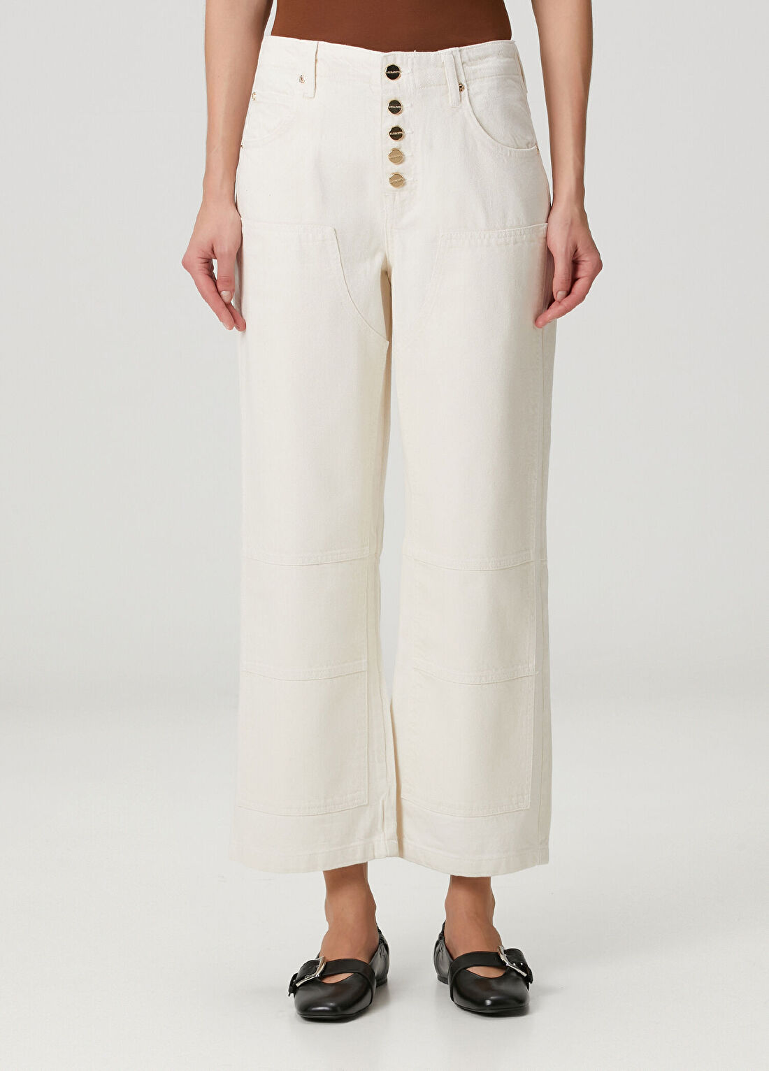 AllSaints Tay Carpenter Ekru Jean Pantolon görsel 2