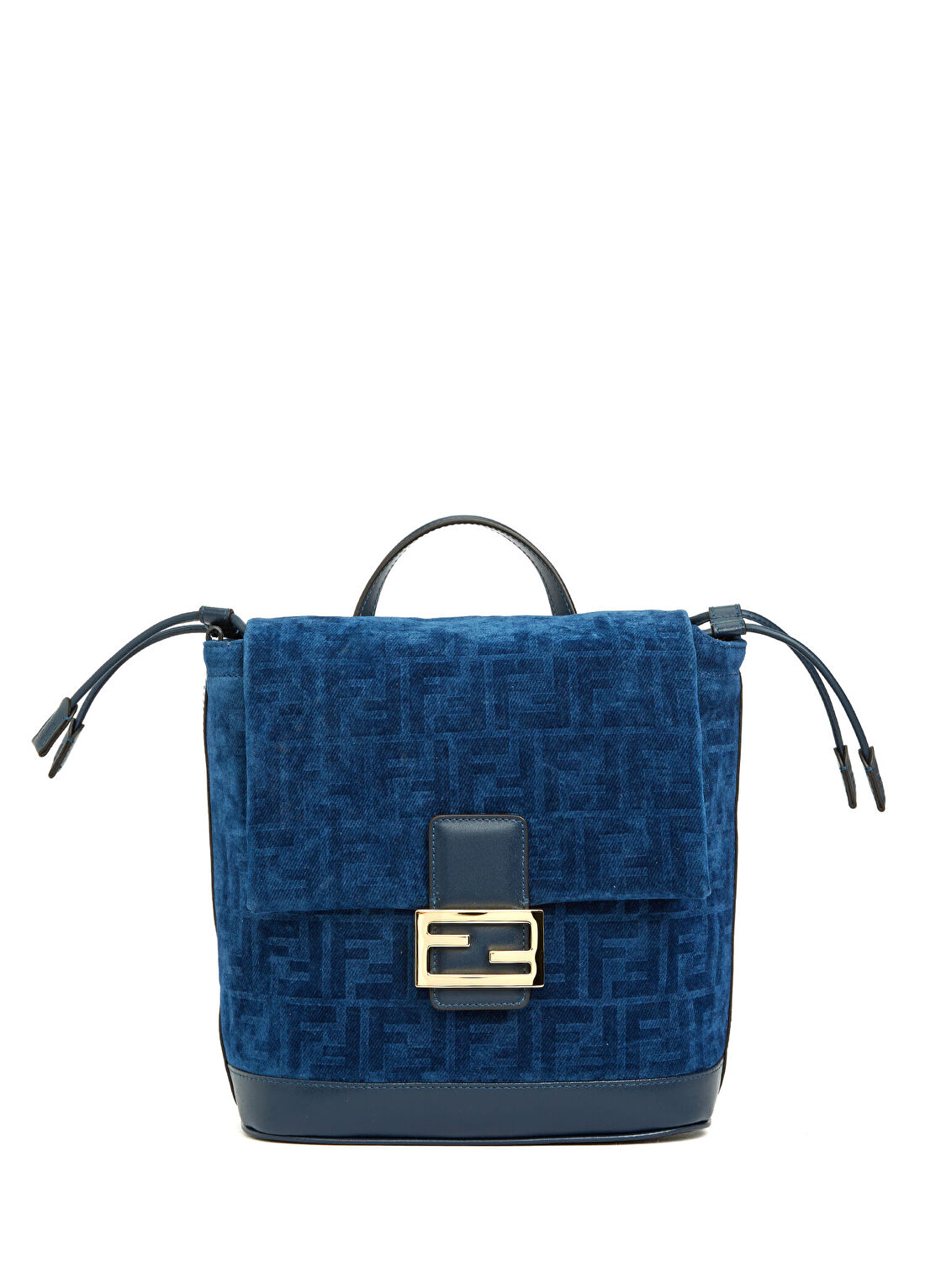 Fendi Mavi Logo Jakarlı Kadın Kadife Çanta