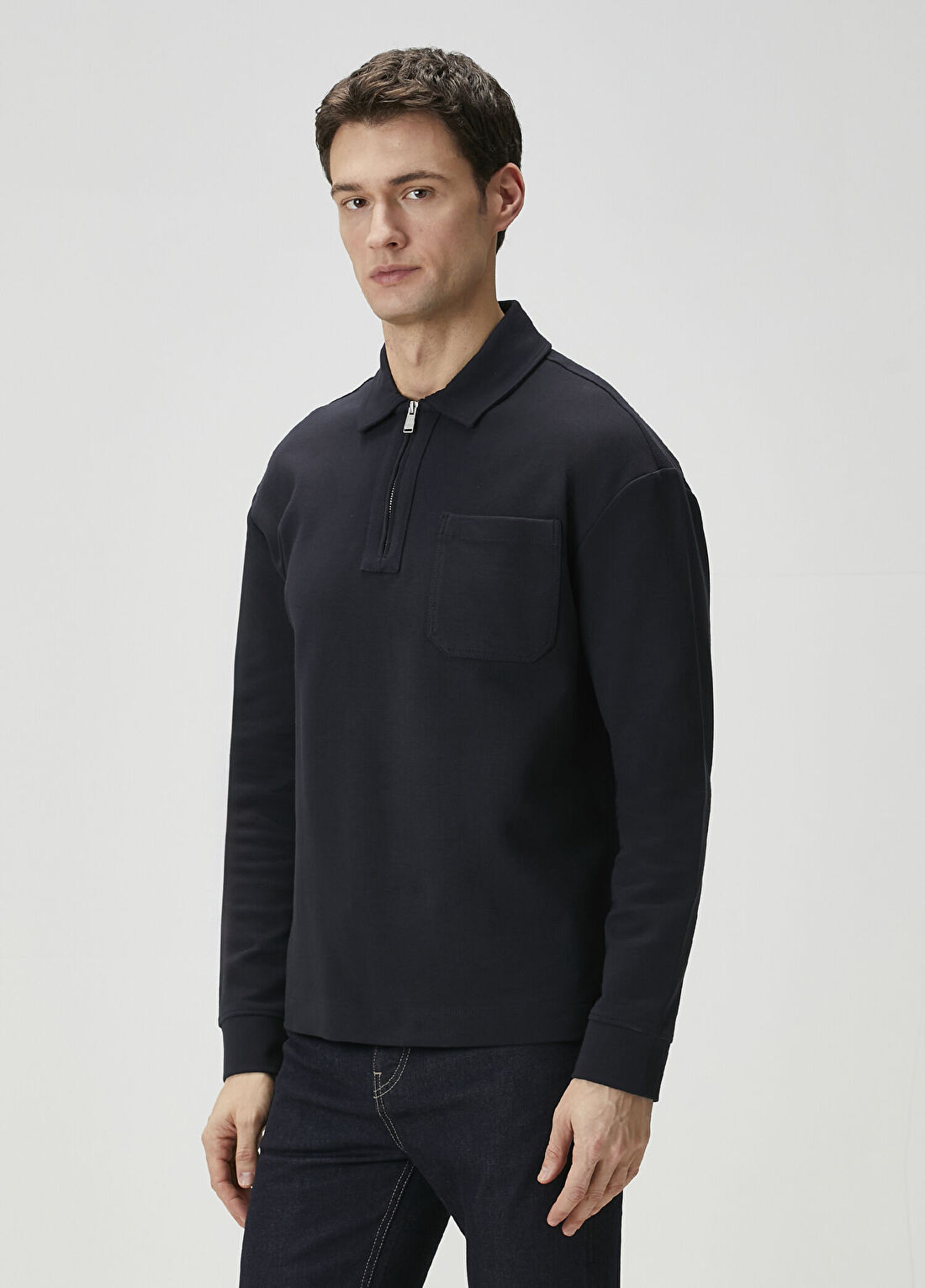 Boss Lacivert Polo Sweatshirt görsel 3