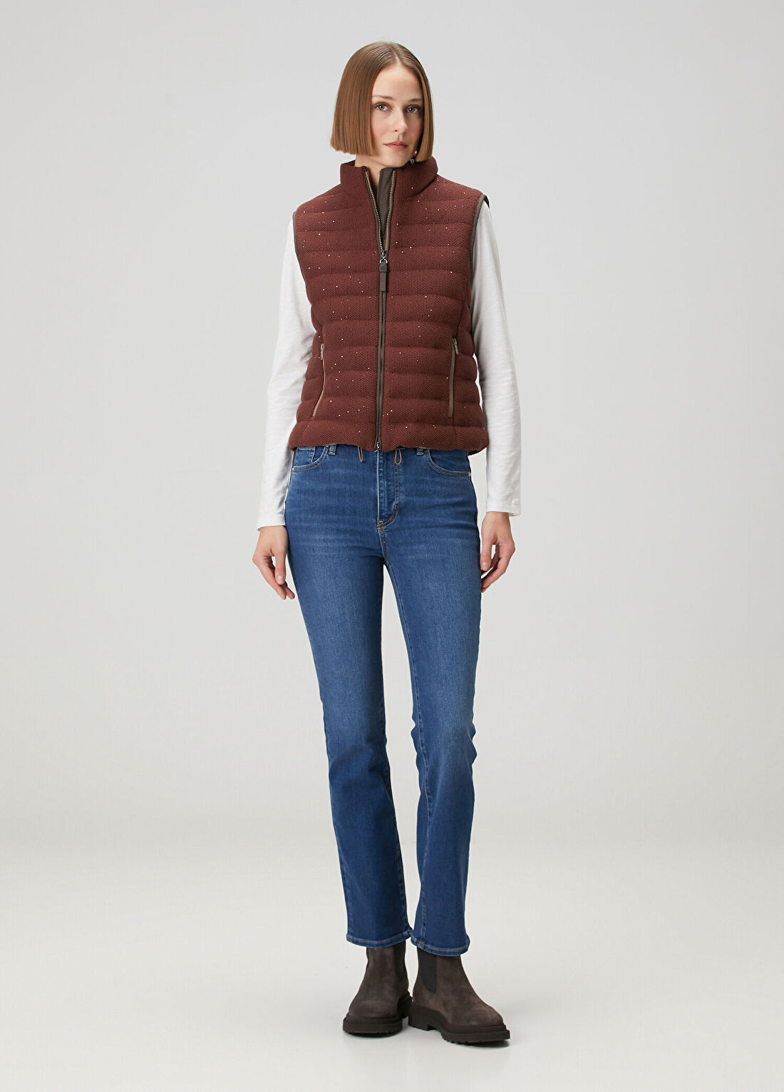 Brunello Cucinelli Bordo Payetli Yelek görsel 2