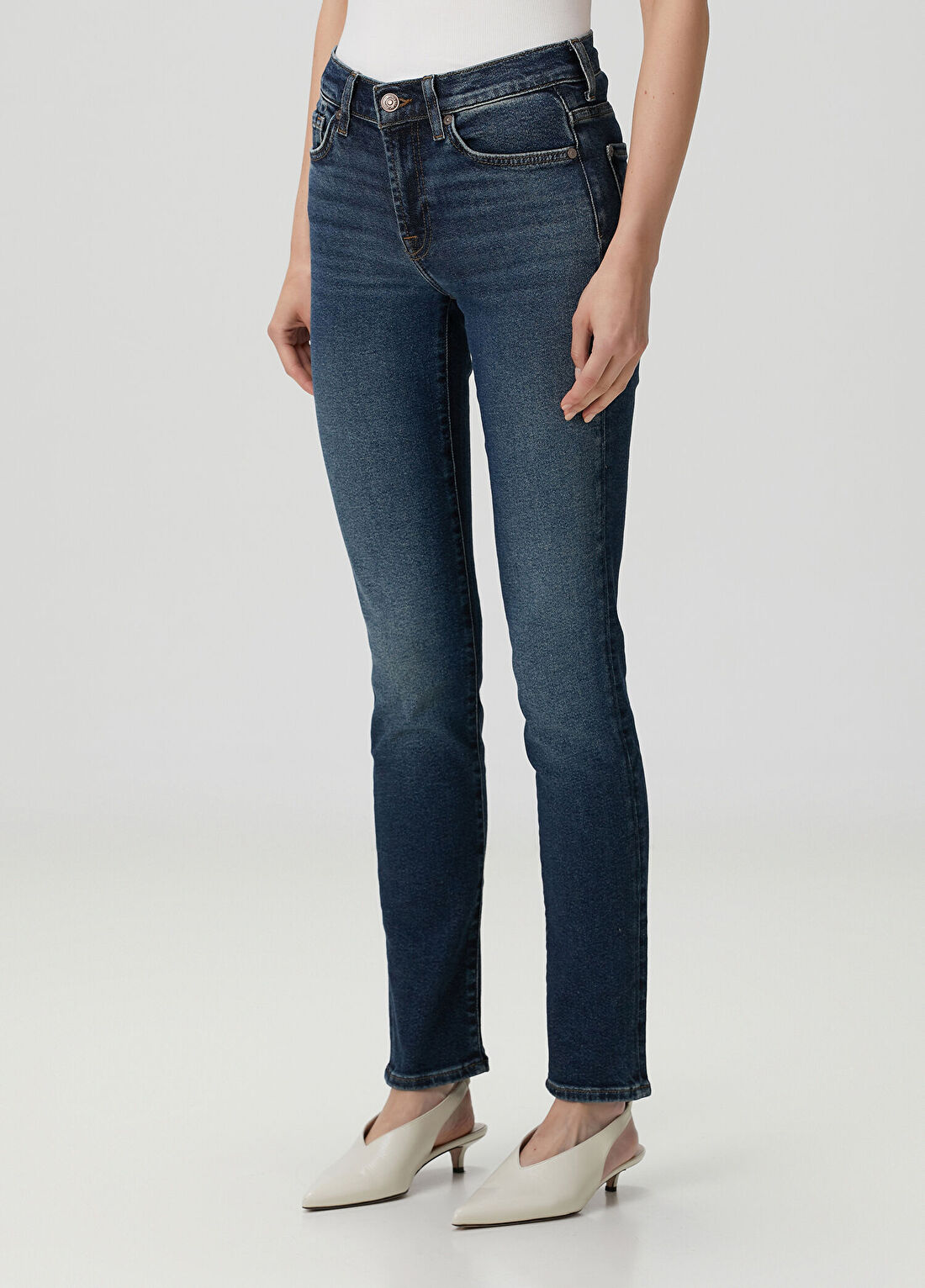 7 For All Mankind Koyu Mavi Jean Pantolon görsel 2