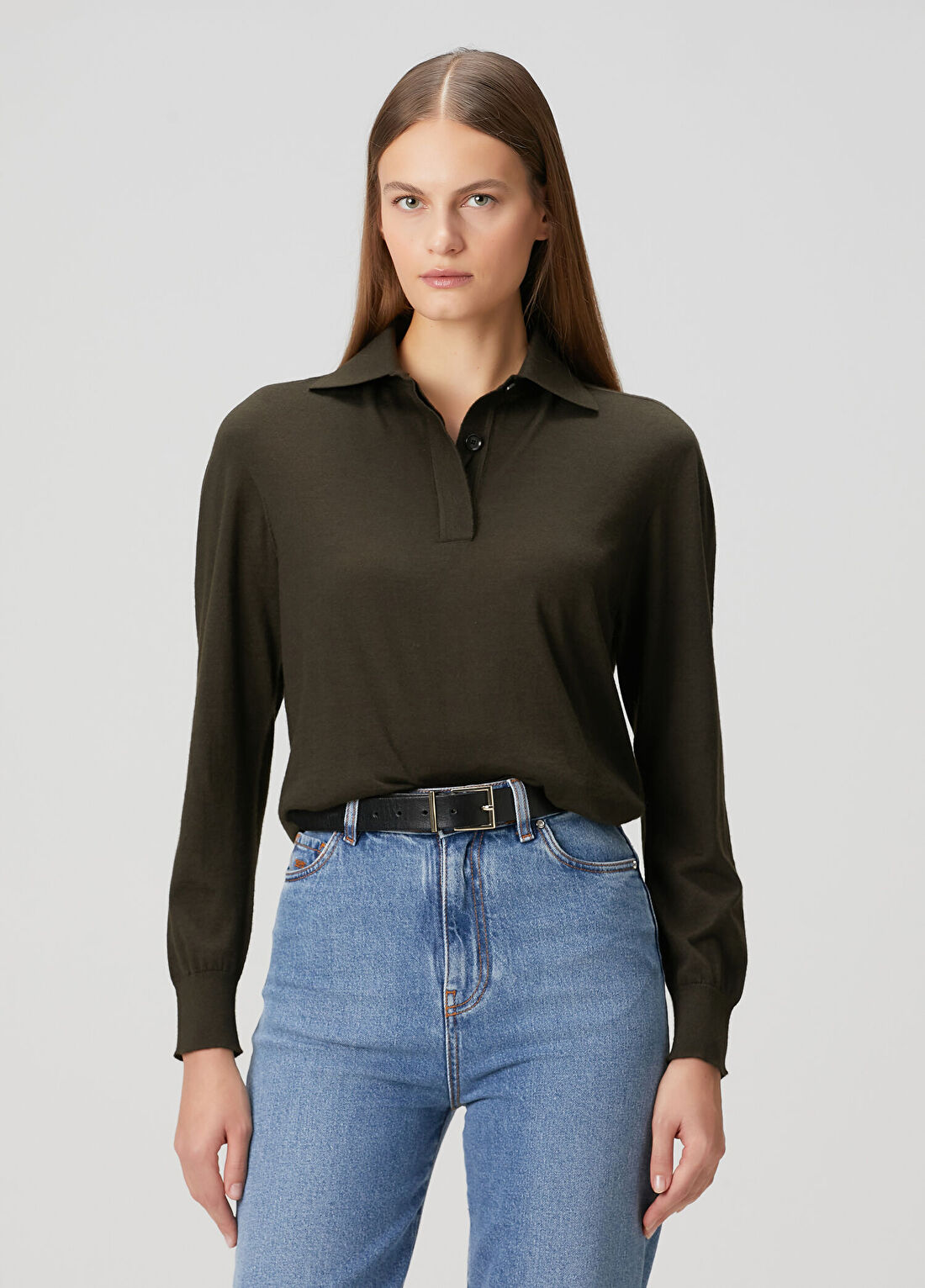 Kiton Koyu Yeşil Polo Yaka Kaşmir Triko görsel 3