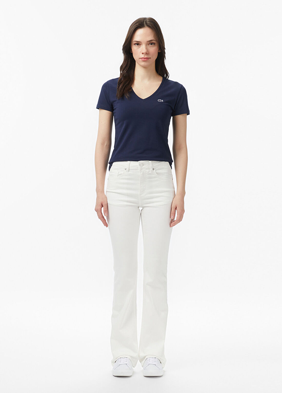 Lacoste Krem Slim Fit Kadın Jean Pantolon