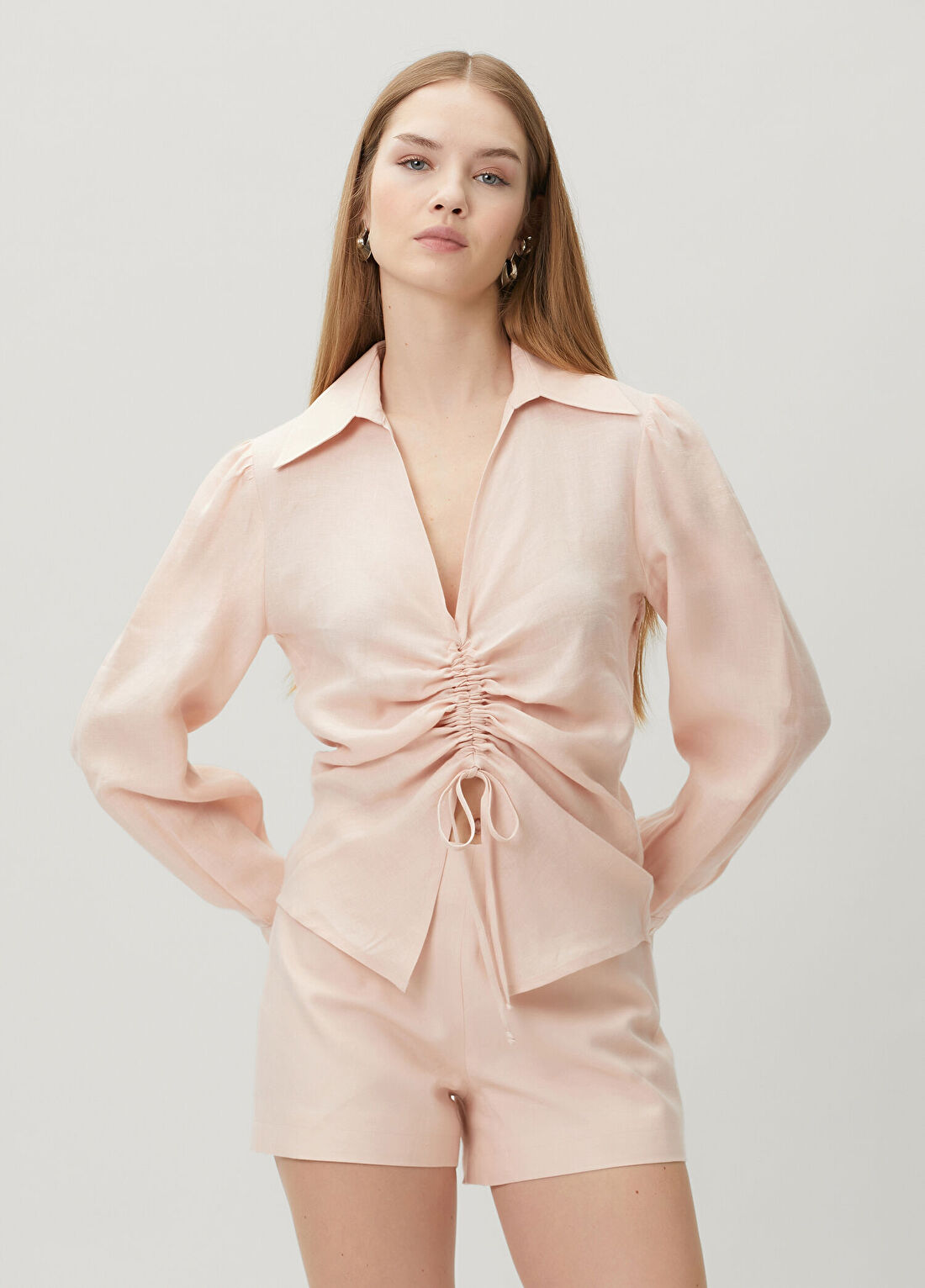 Dor Raw Luxury Tramontane Pembe Keten Gömlek