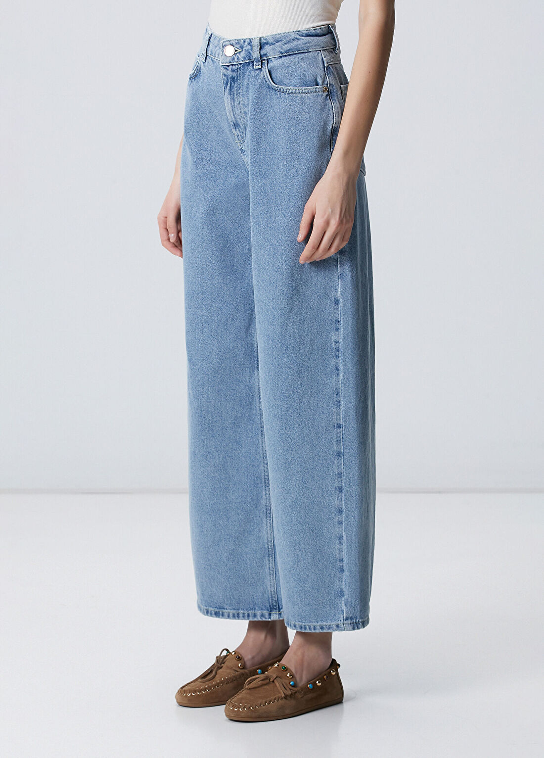 Network Açık Indigo Mavi Extra Wide Leg Denim Pantolon görsel 2