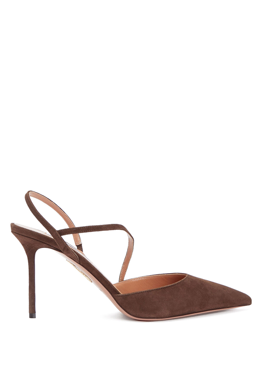 Aquazzura Dynasty Koyu Kahverengi Süet Topuklu Ayakkabı