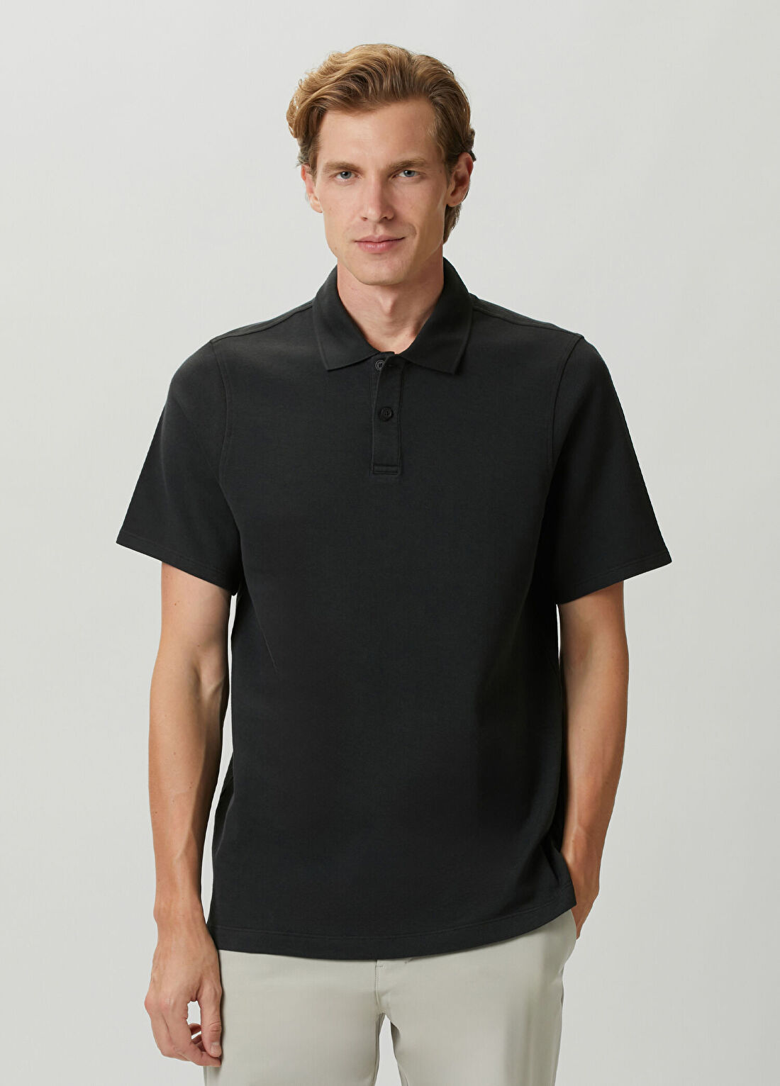 lululemon Cotton-Blend Pique Siyah Polo Yaka T-Shirt
